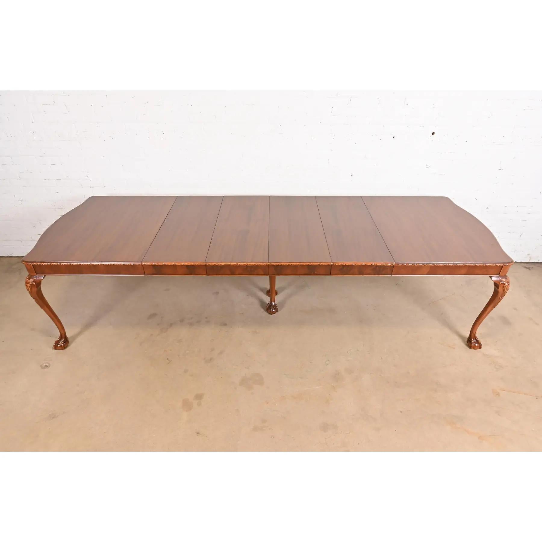 Early 20th Century Romweber Chippendale Mahogany Extension Dining Table, Newly Refinished For Sale