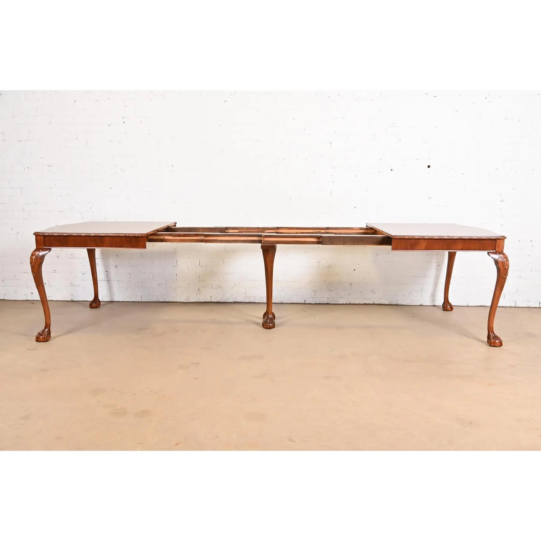 Romweber Chippendale Mahogany Extension Dining Table, Newly Refinished For Sale 1