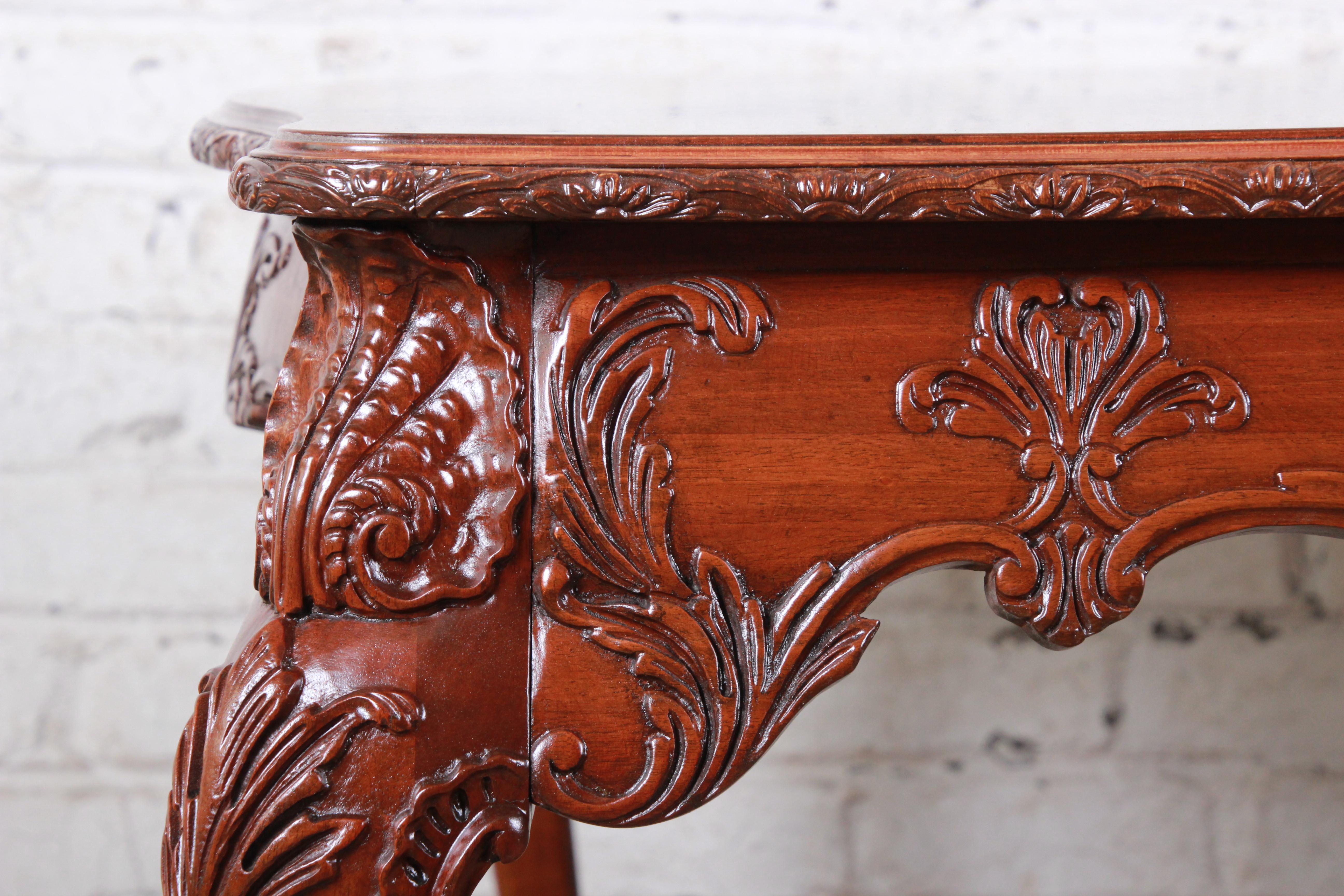Romweber Chippendale Ornate Carved Mahogany Extension Dining Table, circa 1920s 12