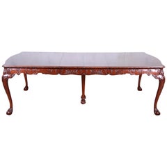 Romweber Chippendale Ornate Carved Mahogany Extension Dining Table, circa 1920s