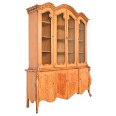 Romweber French Louis XV Burl Wood Breakfront Bookcase or Dining Cabinet