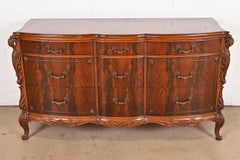 Romweber French Louis XV Flame Mahogany Dresser With Carved Swan Heads, 1930s