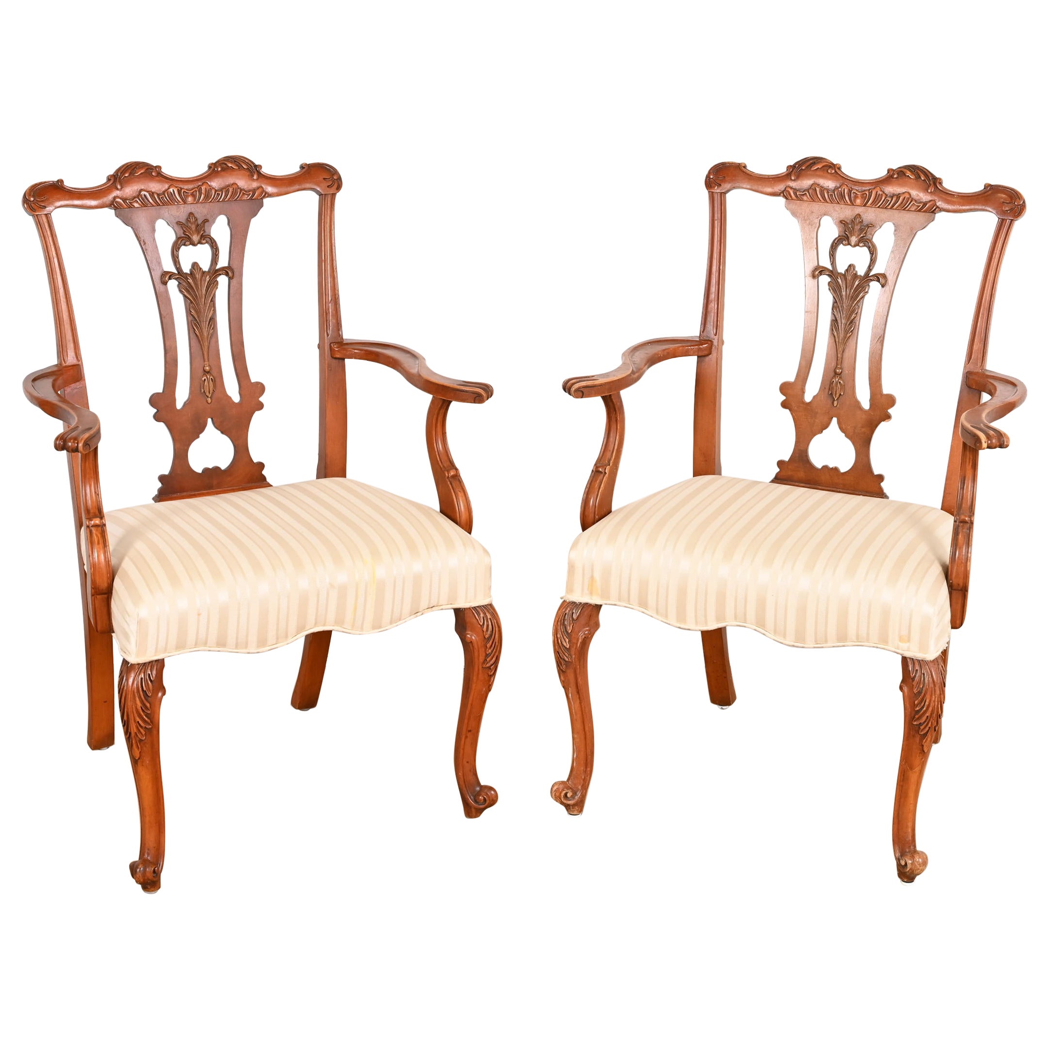 Romweber Sillones Provinciales Franceses Luis XV de Madera Burl, Pareja en venta