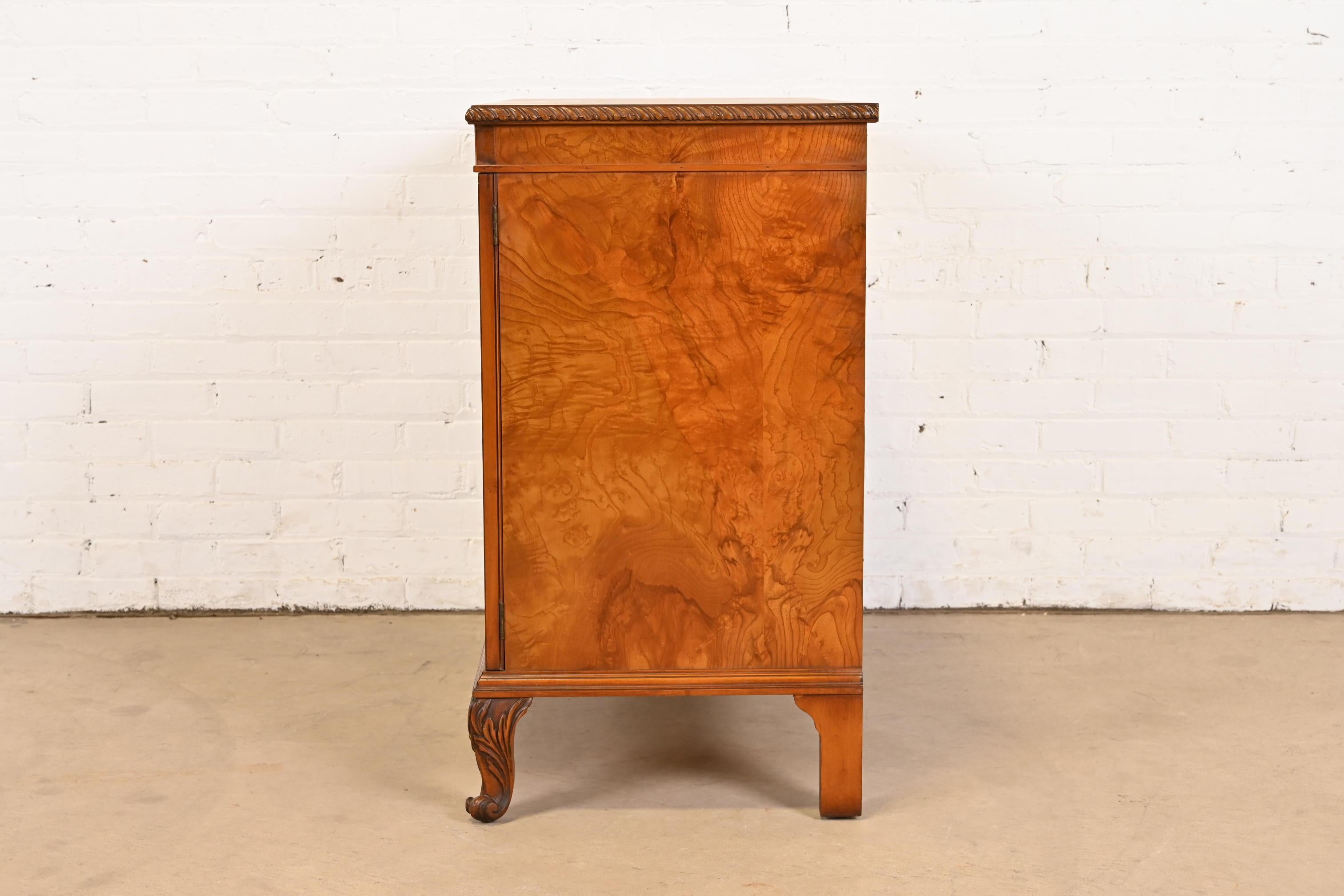 Romweber French Provincial Louis XV Burl Wood Bar Cabinet, Circa 1920s For Sale 5