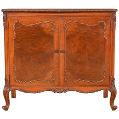 Romweber French Provincial Louis XV Burl Wood Bar Cabinet, Circa 1920s