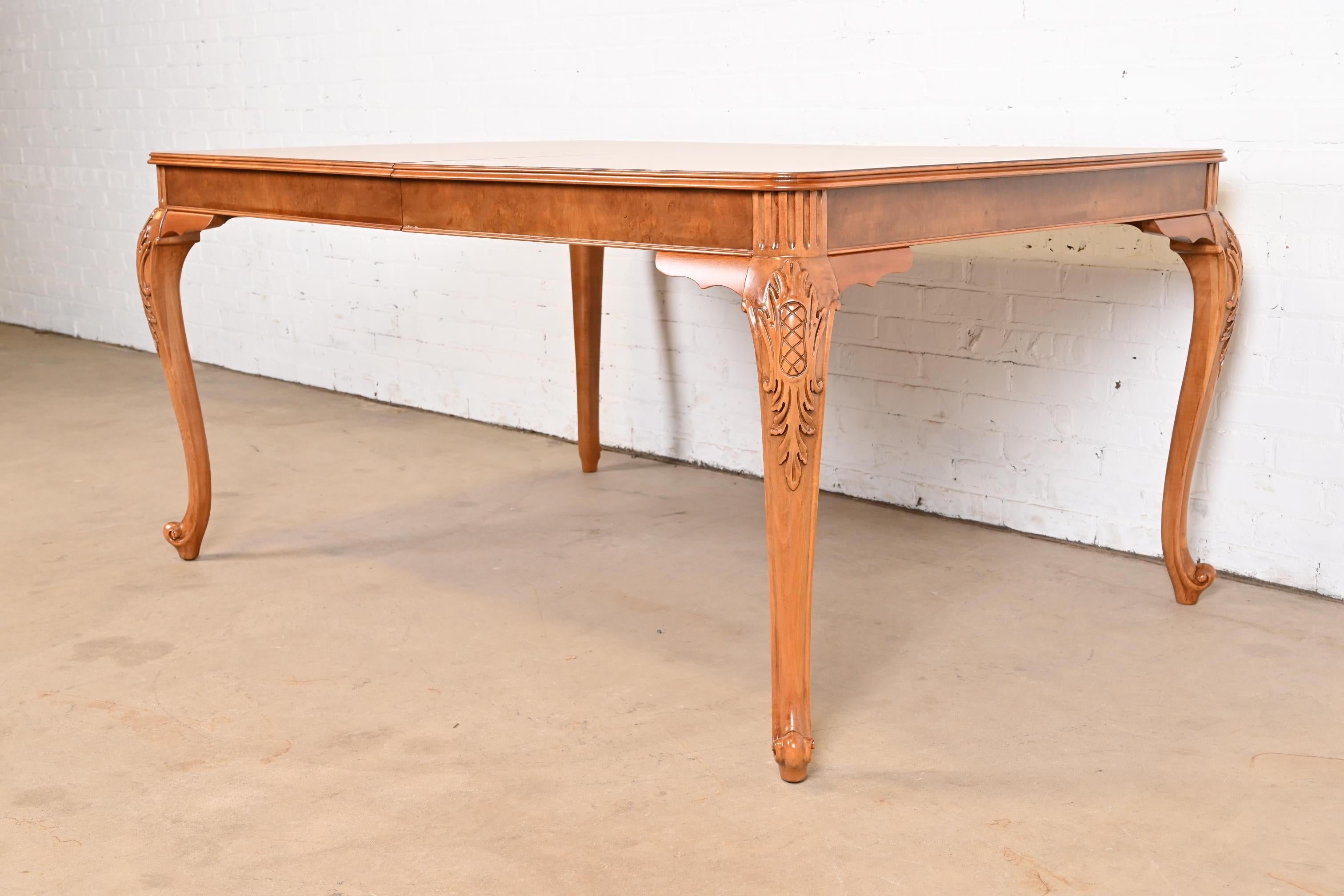 Romweber French Provincial Louis XV Burl Wood Dining Table, Newly Refinished For Sale 7