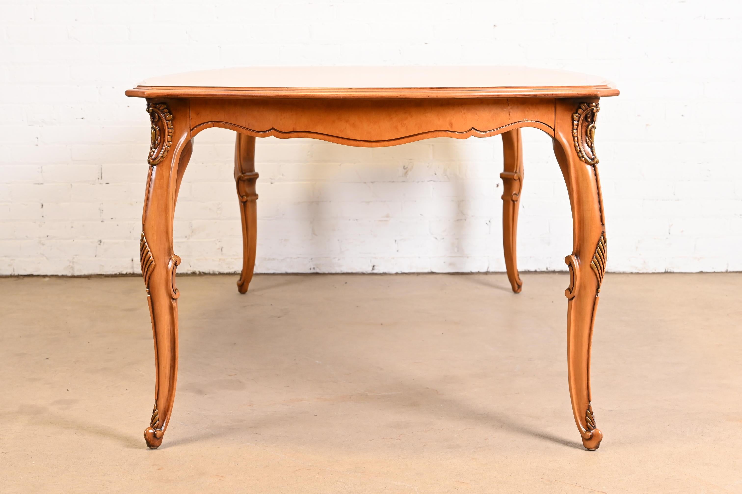 Romweber French Provincial Louis XV Burl Wood Dining Table, Newly Refinished 10