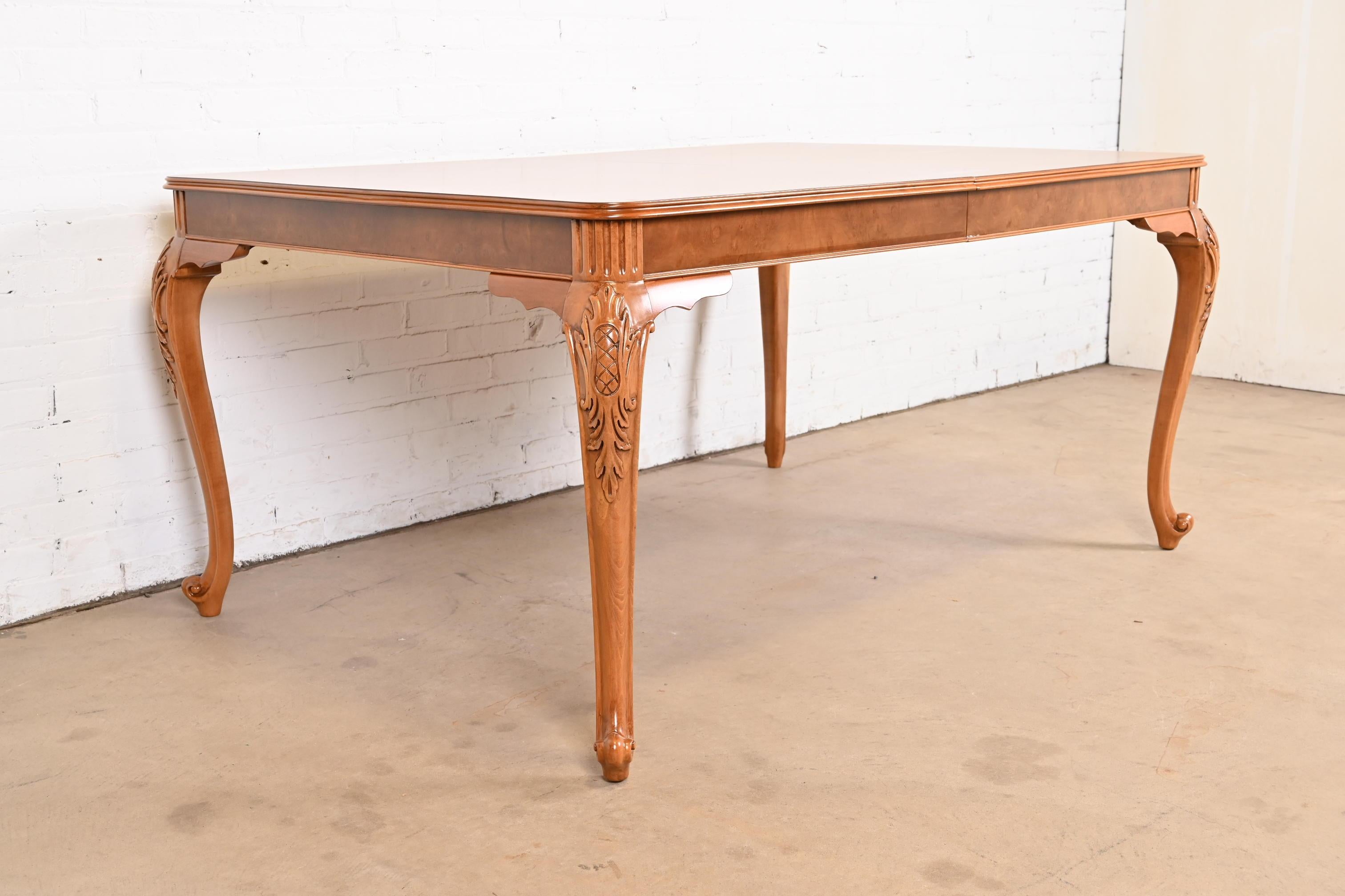 Romweber French Provincial Louis XV Burl Wood Dining Table, Newly Refinished For Sale 8