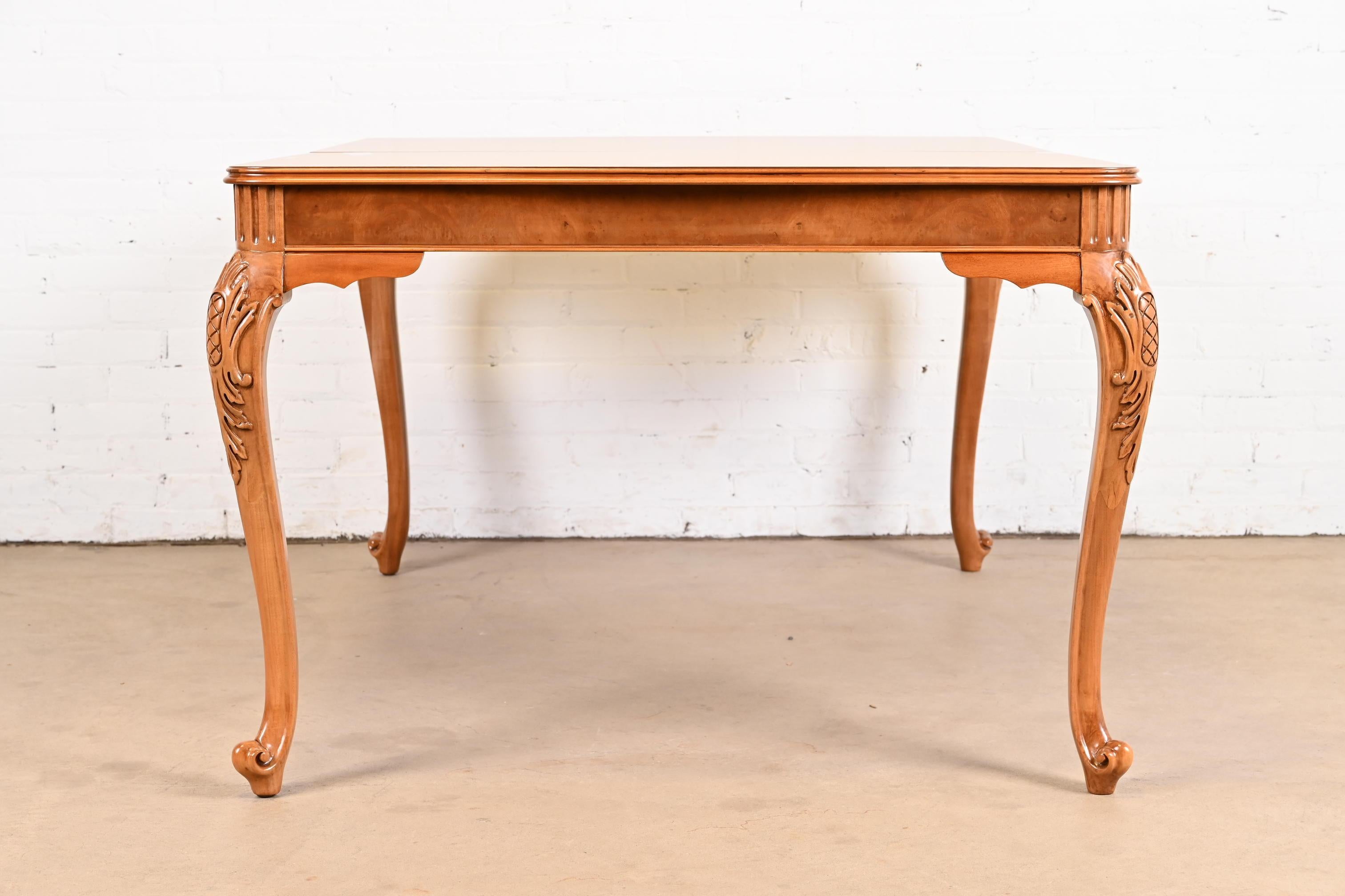 Romweber French Provincial Louis XV Burl Wood Dining Table, Newly Refinished For Sale 11