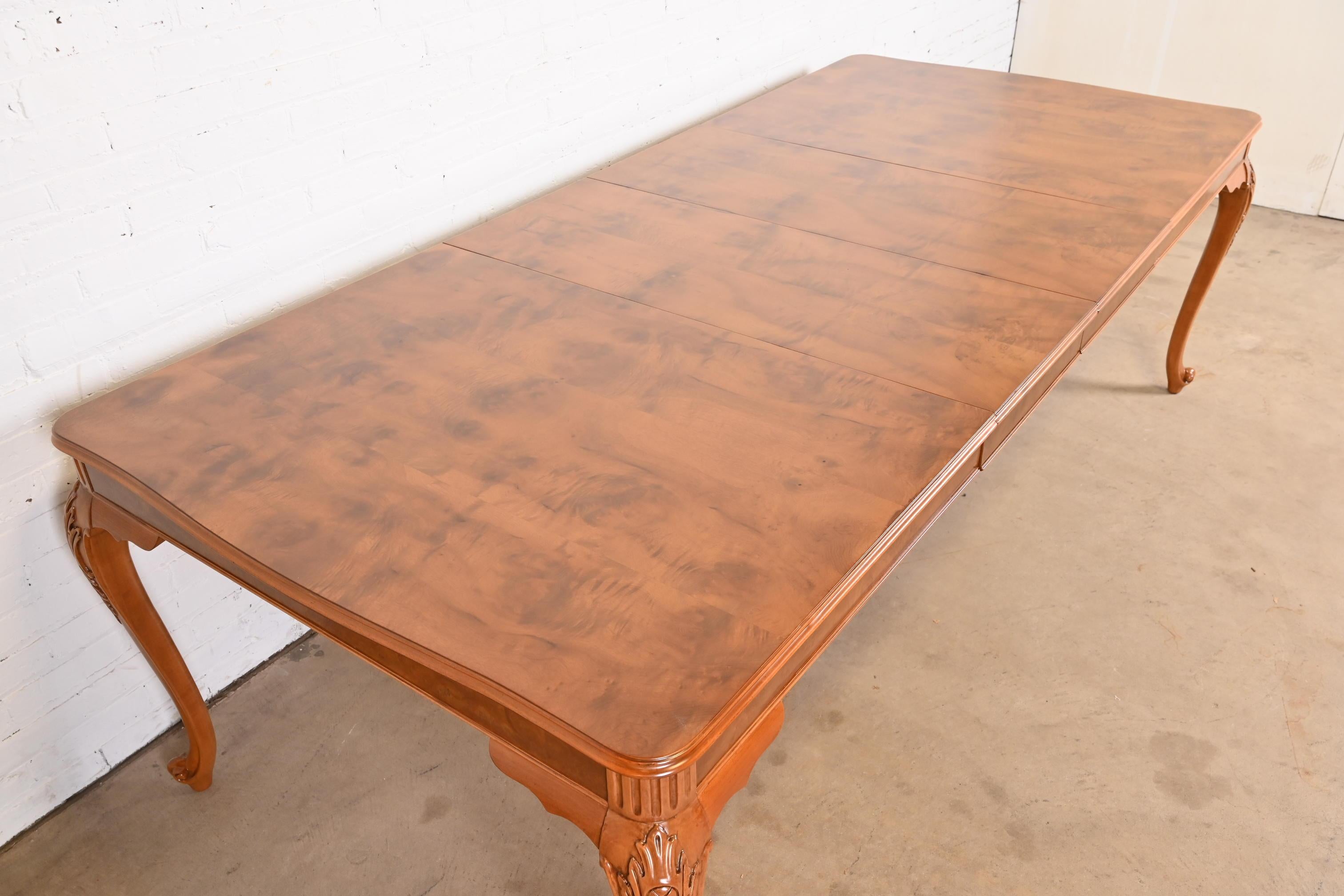 Romweber French Provincial Louis XV Burl Wood Dining Table, Newly Refinished For Sale 2