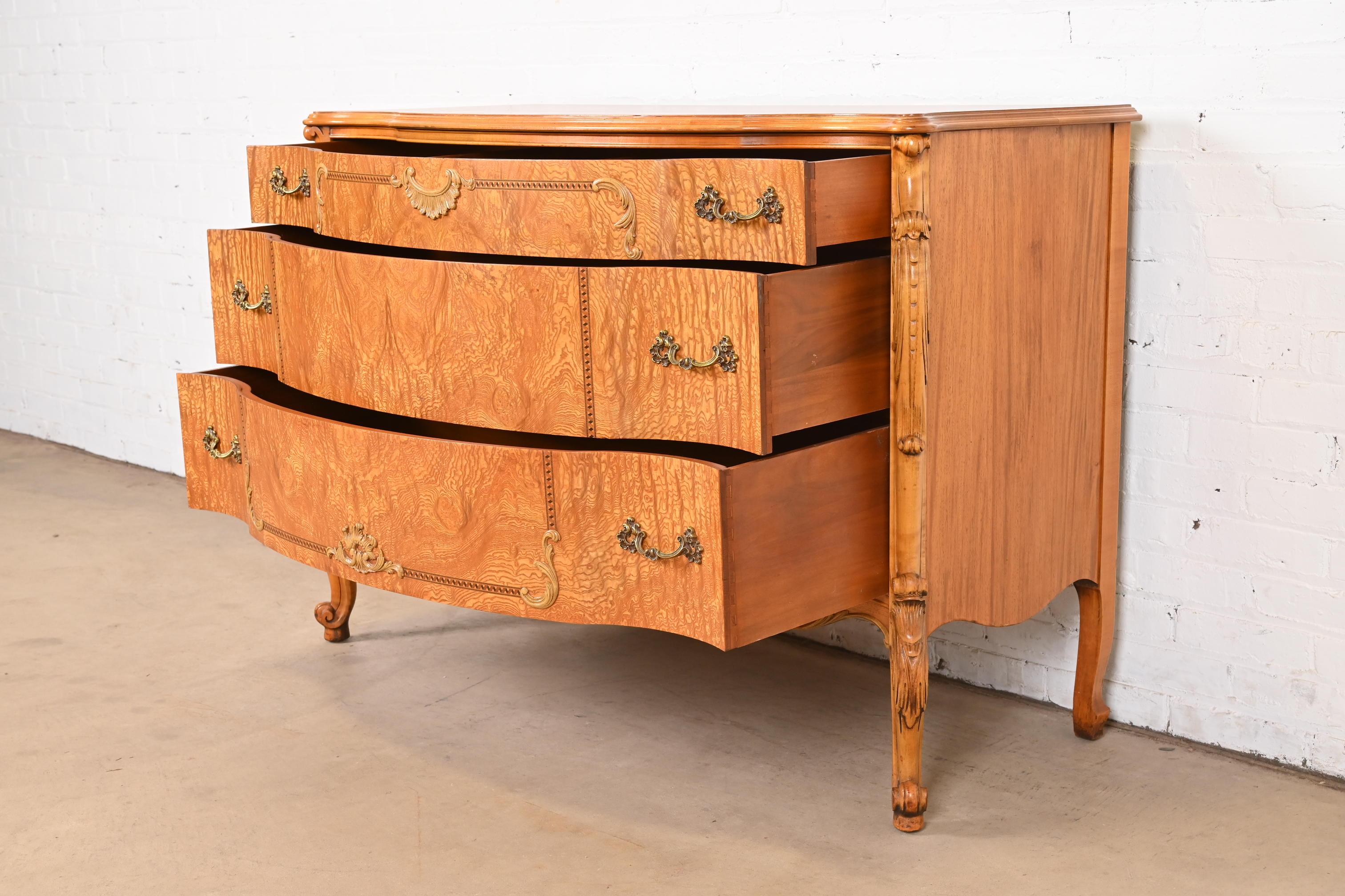 Romweber French Provincial Louis XV Burl Wood Dresser, Circa 1920s For Sale 4
