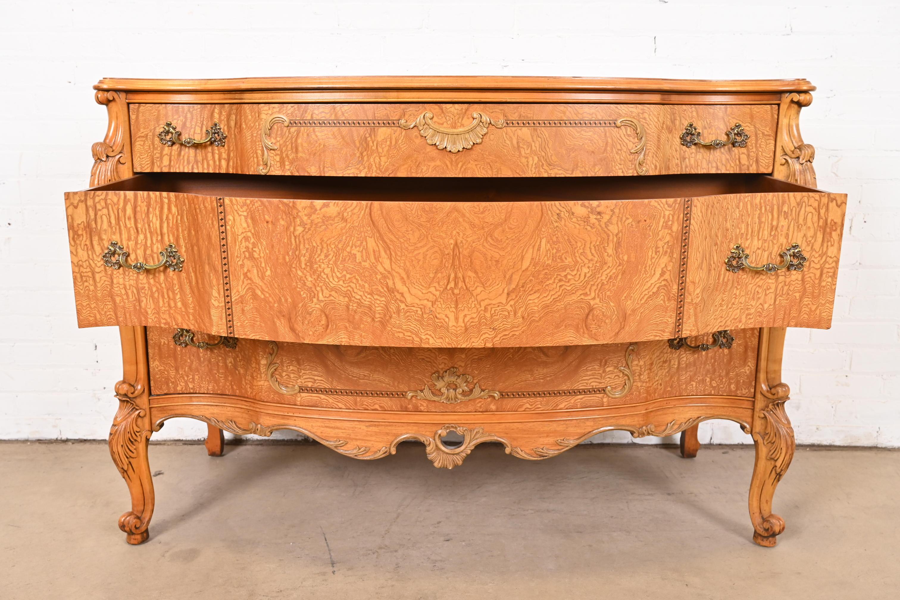 Romweber French Provincial Louis XV Burl Wood Dresser, Circa 1920s For Sale 5