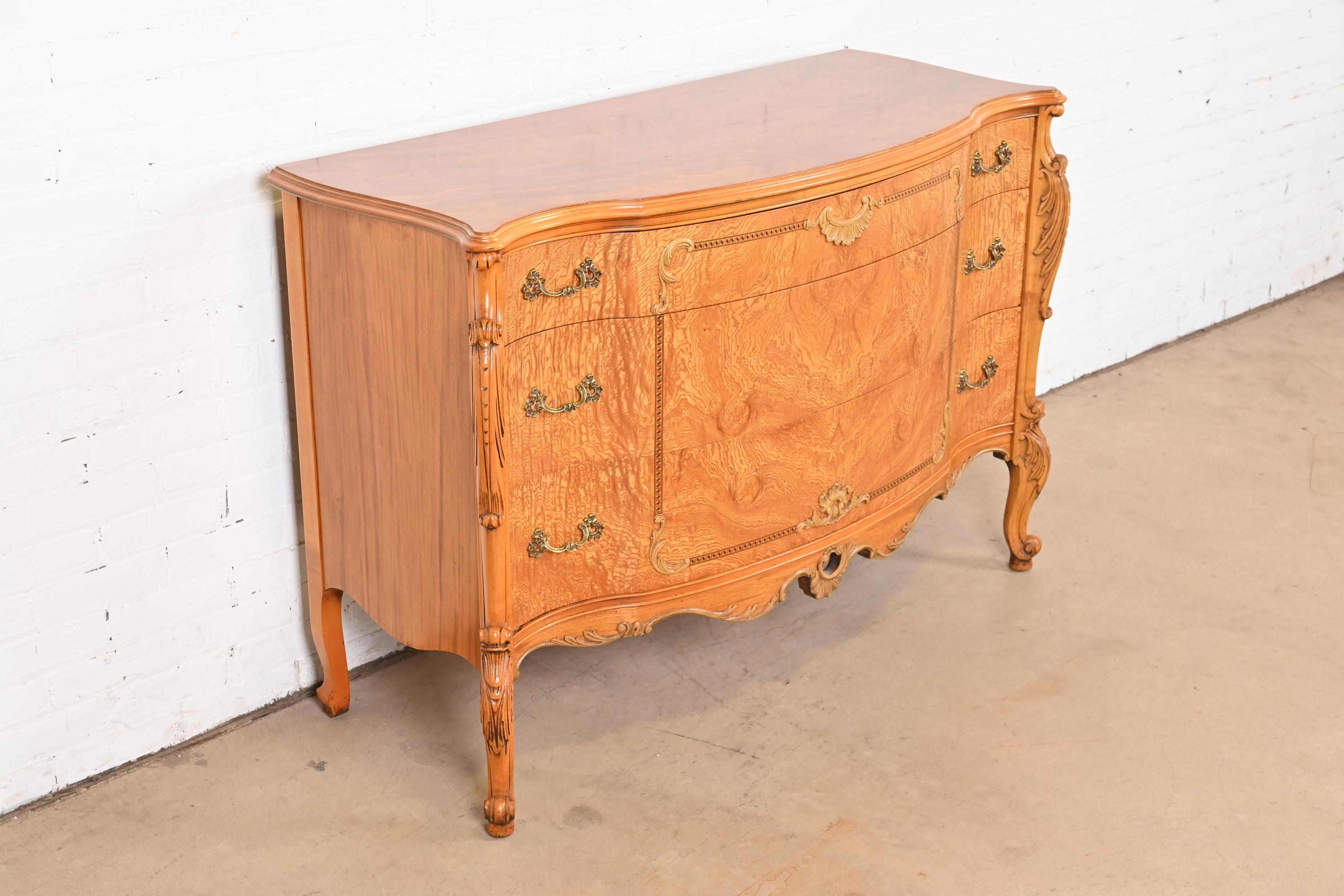Romweber French Provincial Louis XV Burl Wood Dresser, Circa 1920s For Sale 1