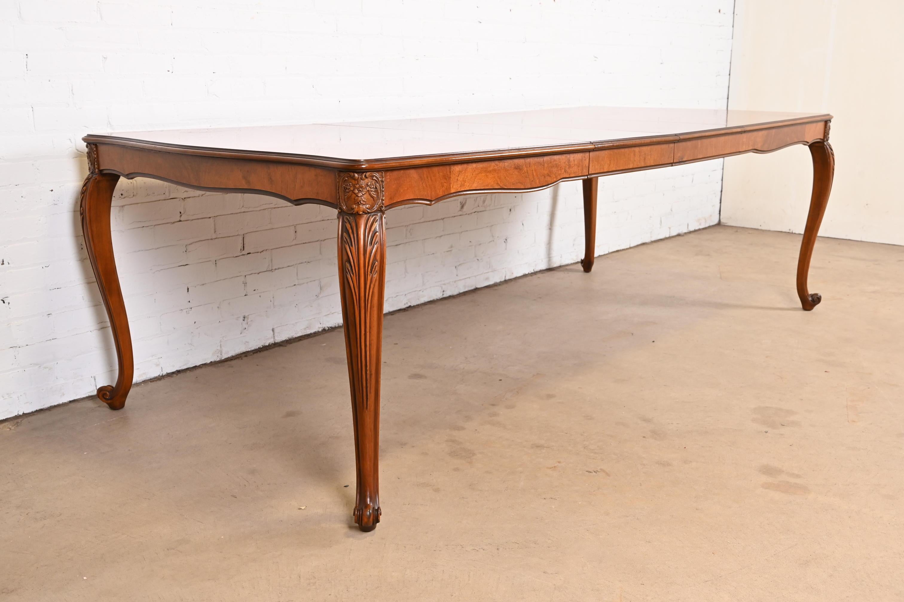 Romweber French Provincial Louis XV Burl Wood Extension Dining Table, Circa 1920 2