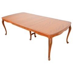 Romweber French Provincial Louis XV Burl Wood Extension Dining Table, Refinished