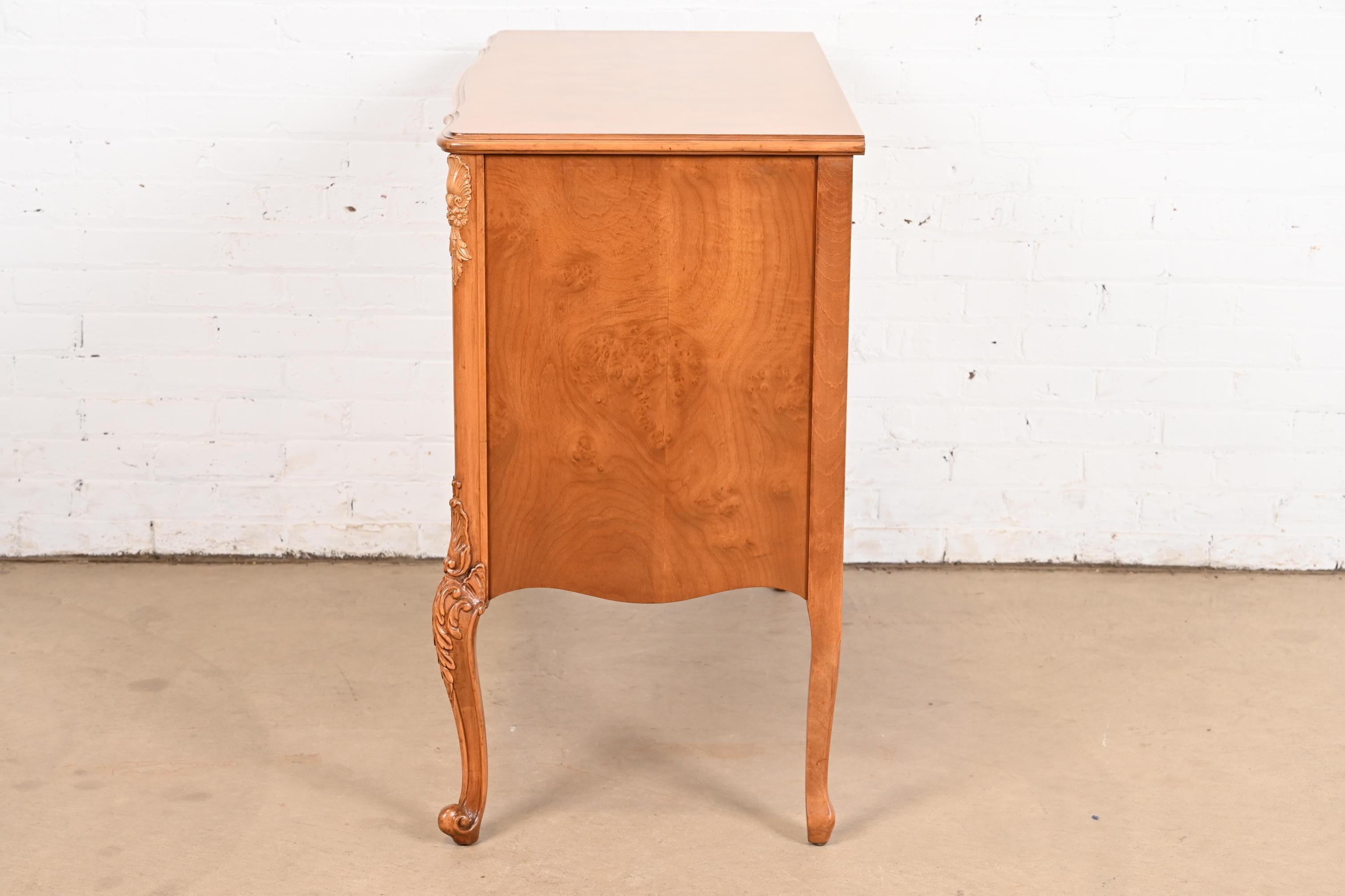 Romweber French Provincial Louis XV Burl Wood Server or Bar Cabinet, Refinished For Sale 5