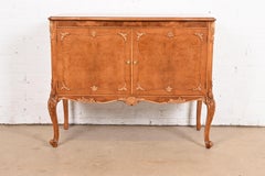 Romweber French Provincial Louis XV Burl Wood Server or Bar Cabinet, Refinished