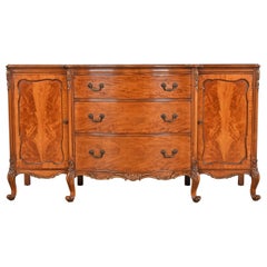 Romweber French Provincial Louis XV Burl Wood Sideboard Credenza, Circa 1920s