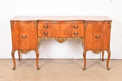 Romweber French Provincial Louis XV Burl Wood Sideboard or Bar Cabinet, 1920s