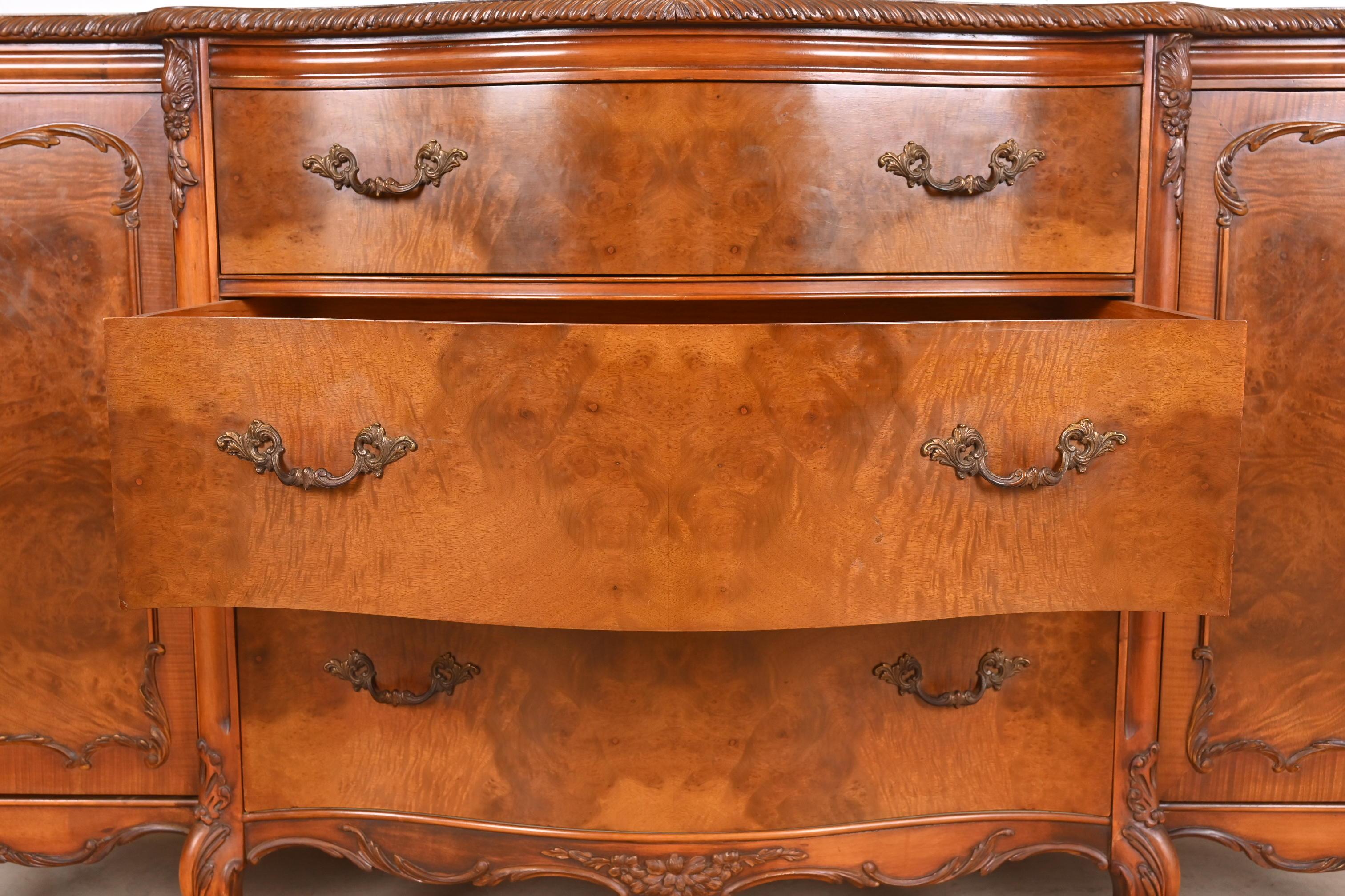 Romweber French Provincial Louis XV Burl Wood Sideboard or Bar Cabinet, 1920s For Sale 2