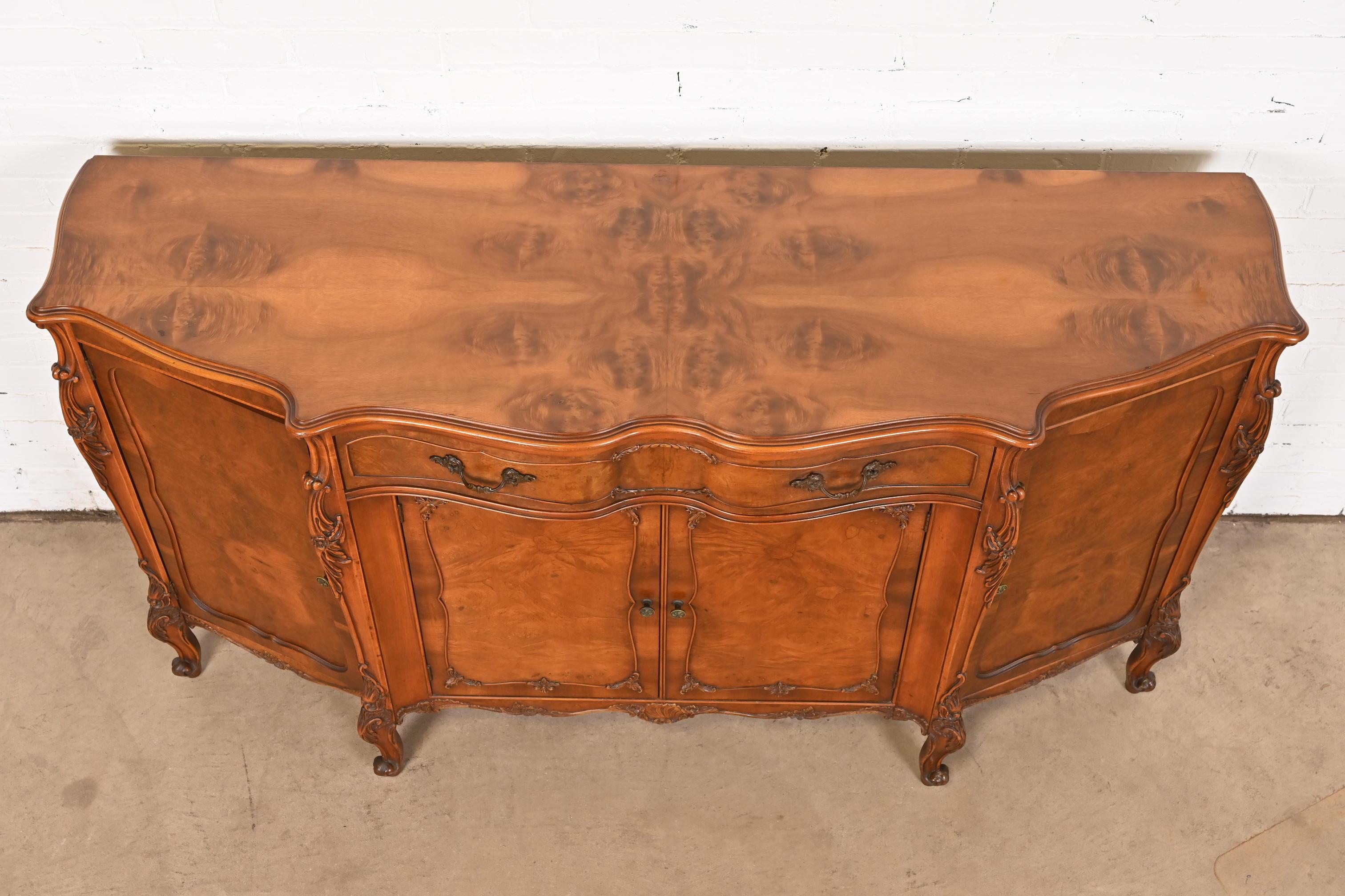 Romweber French Provincial Louis XV Burl Wood Sideboard or Bar Cabinet, 1920s 2