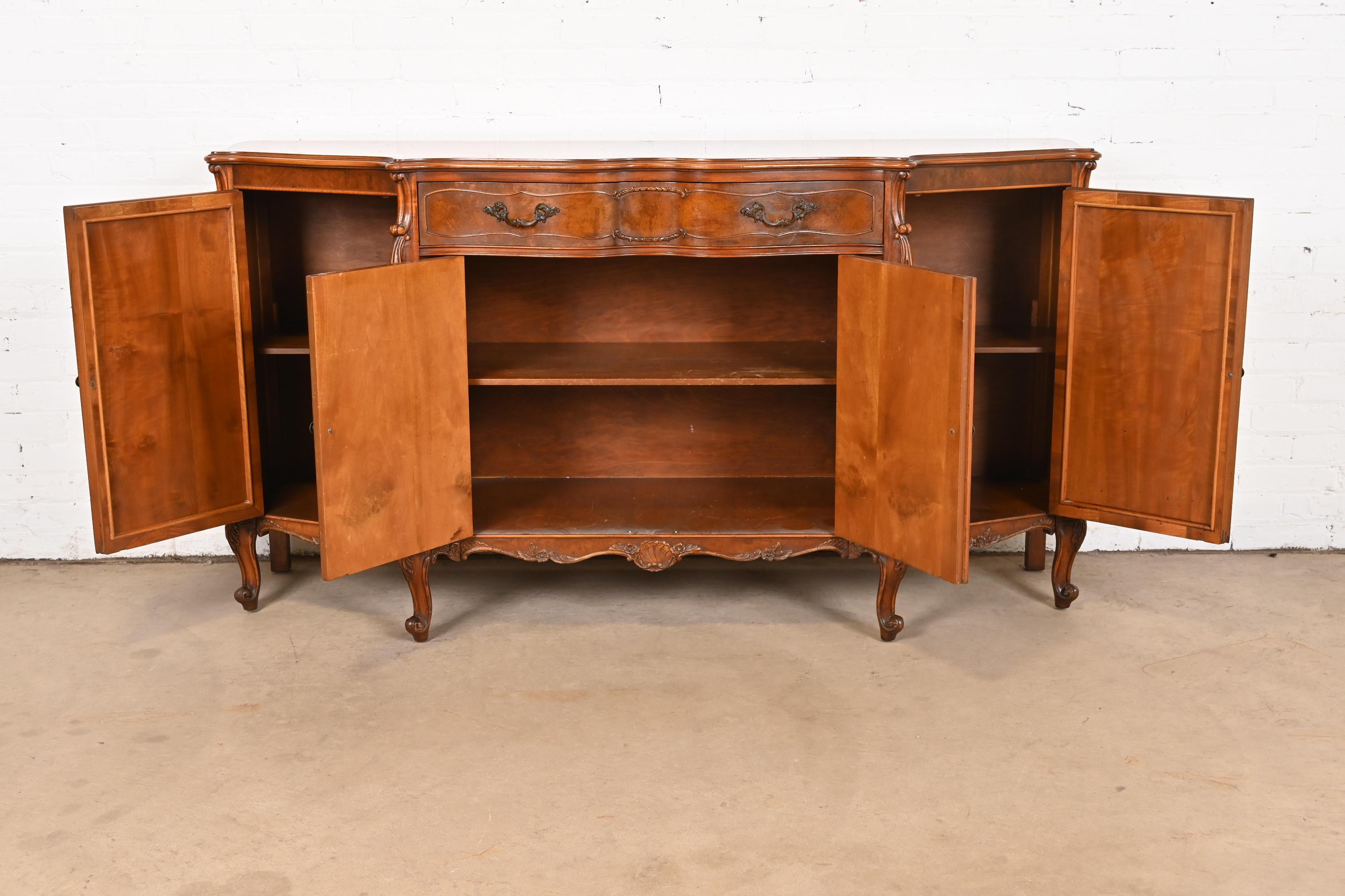 Romweber French Provincial Louis XV Burl Wood Sideboard or Bar Cabinet, 1920s 3
