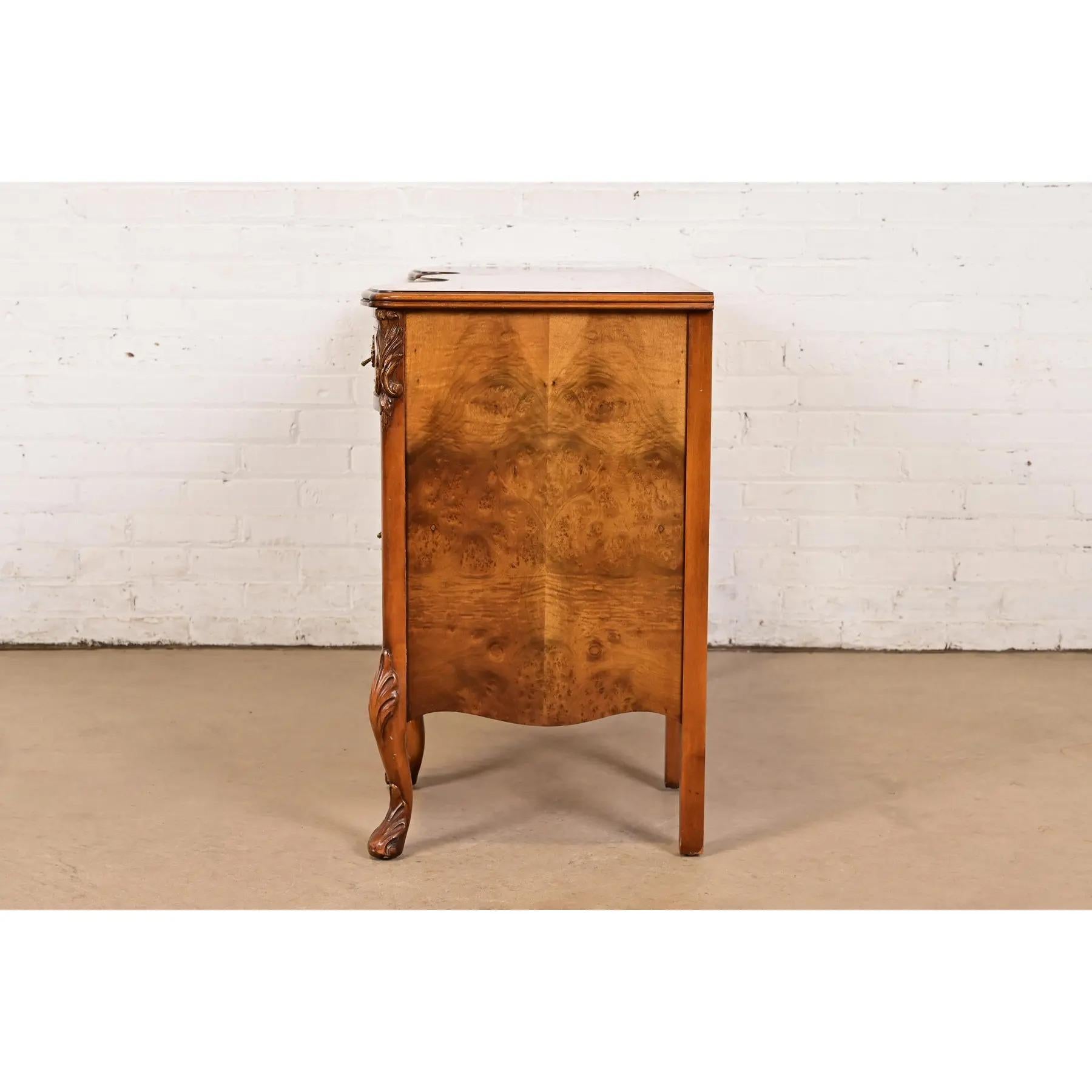 Vanità e sedia in legno di radica Luigi XV di Romweber, CIRCA 1920 in vendita 4