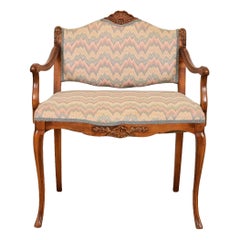 Antique Romweber French Provincial Louis XV Carved Acacia Wood Vanity Chair, Circa 1920s