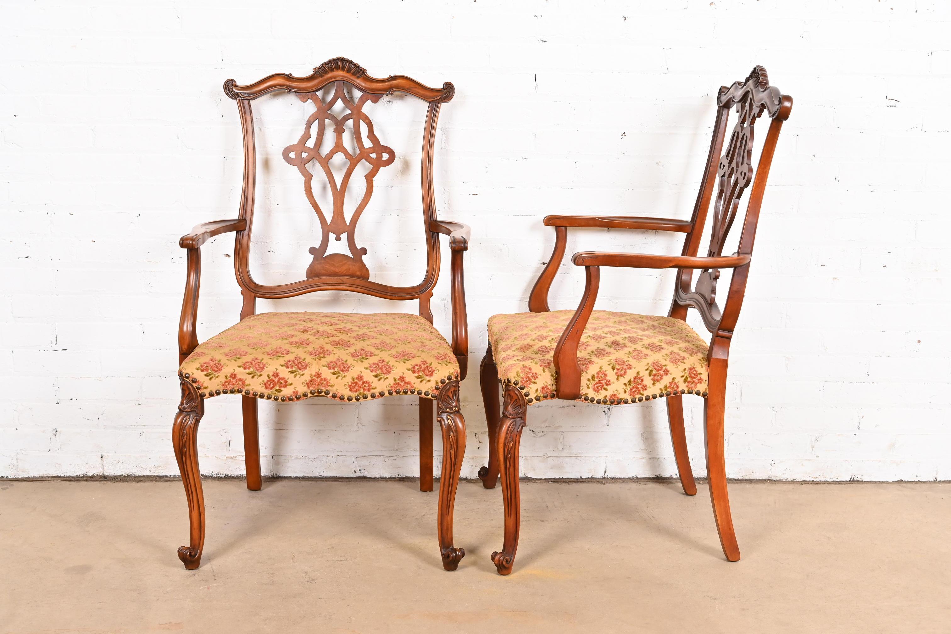 Romweber French Provincial Louis XV Carved Burl Wood Dining Chairs, Set of Six For Sale 5