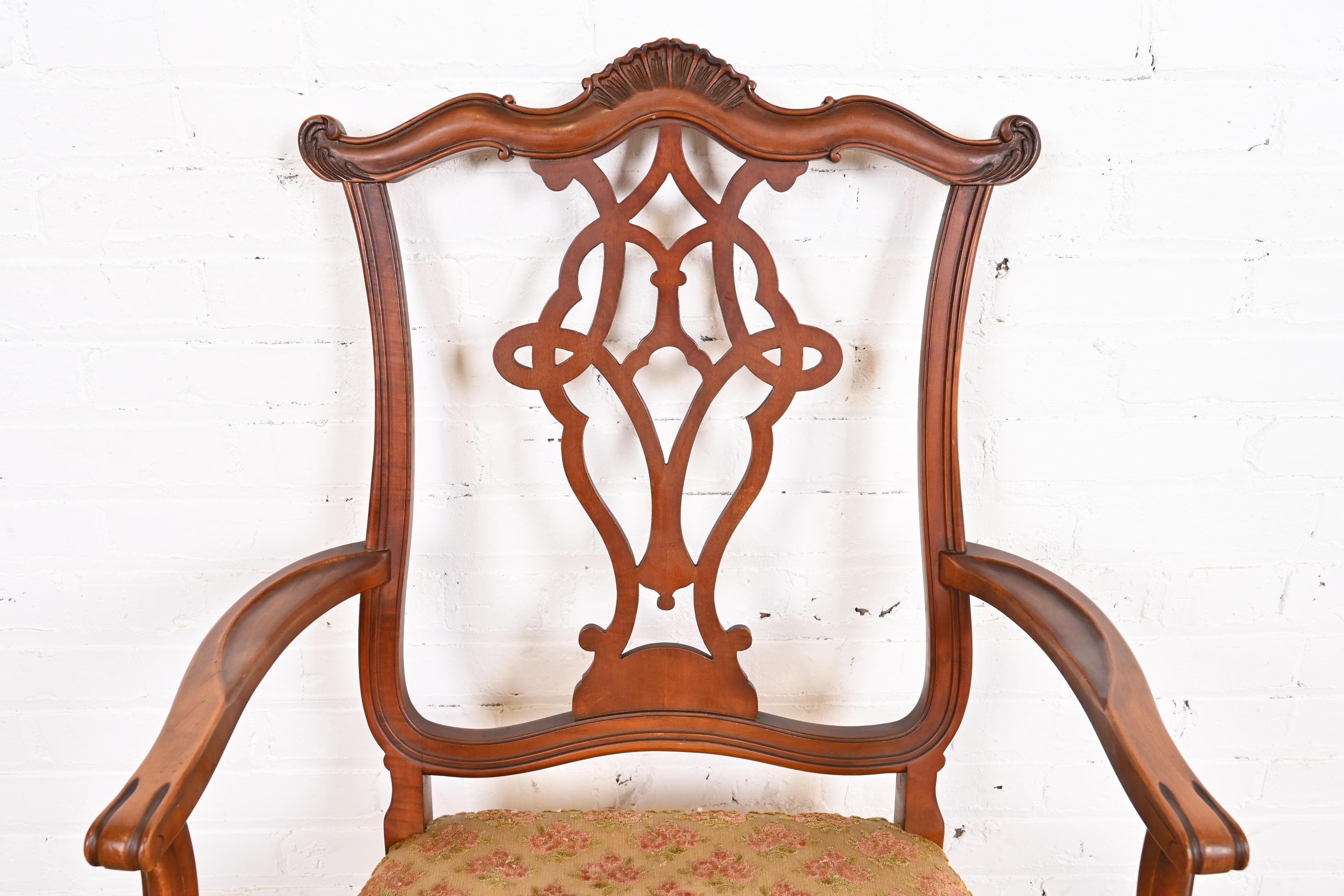 Romweber French Provincial Louis XV Carved Burl Wood Dining Chairs, Set of Six For Sale 1