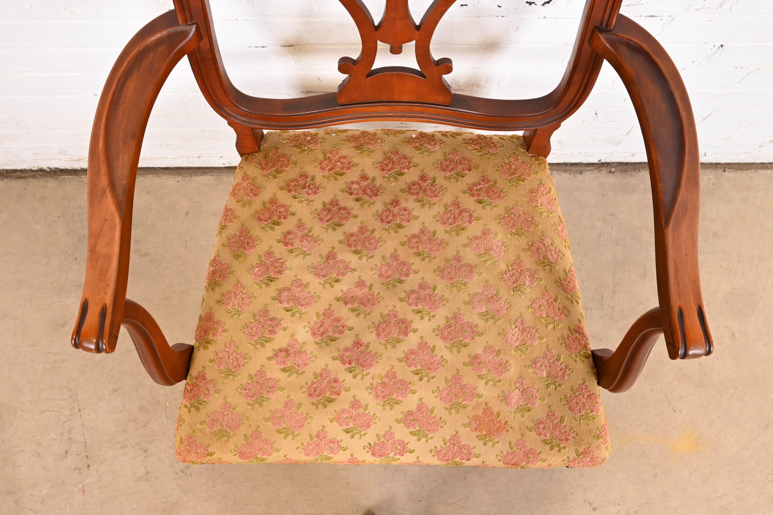 Romweber French Provincial Louis XV Carved Burl Wood Dining Chairs, Set of Six For Sale 2