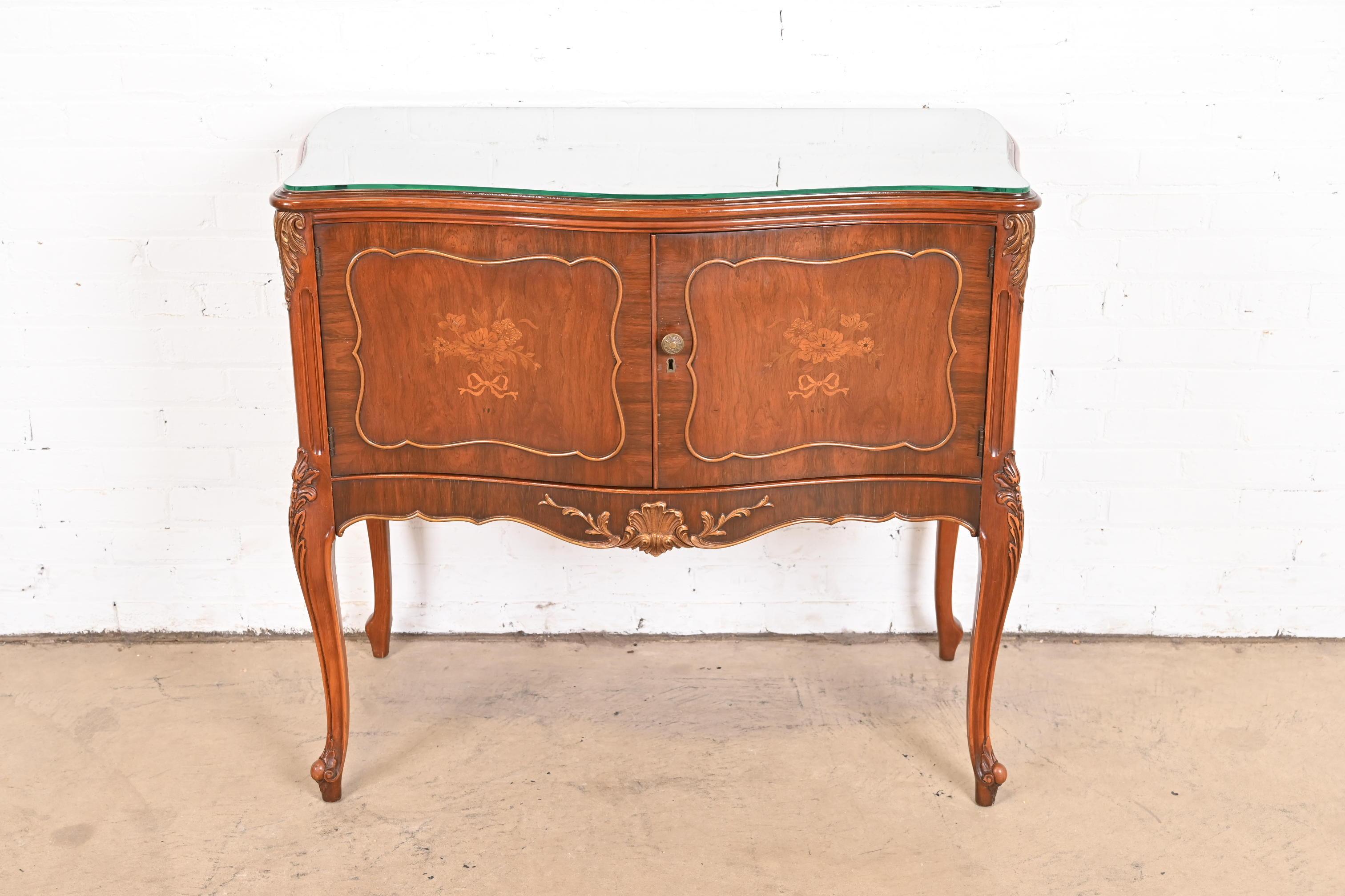 Romweber French Provincial Louis XV Carved Rosewood Server or Bar Cabinet, 1920s 5