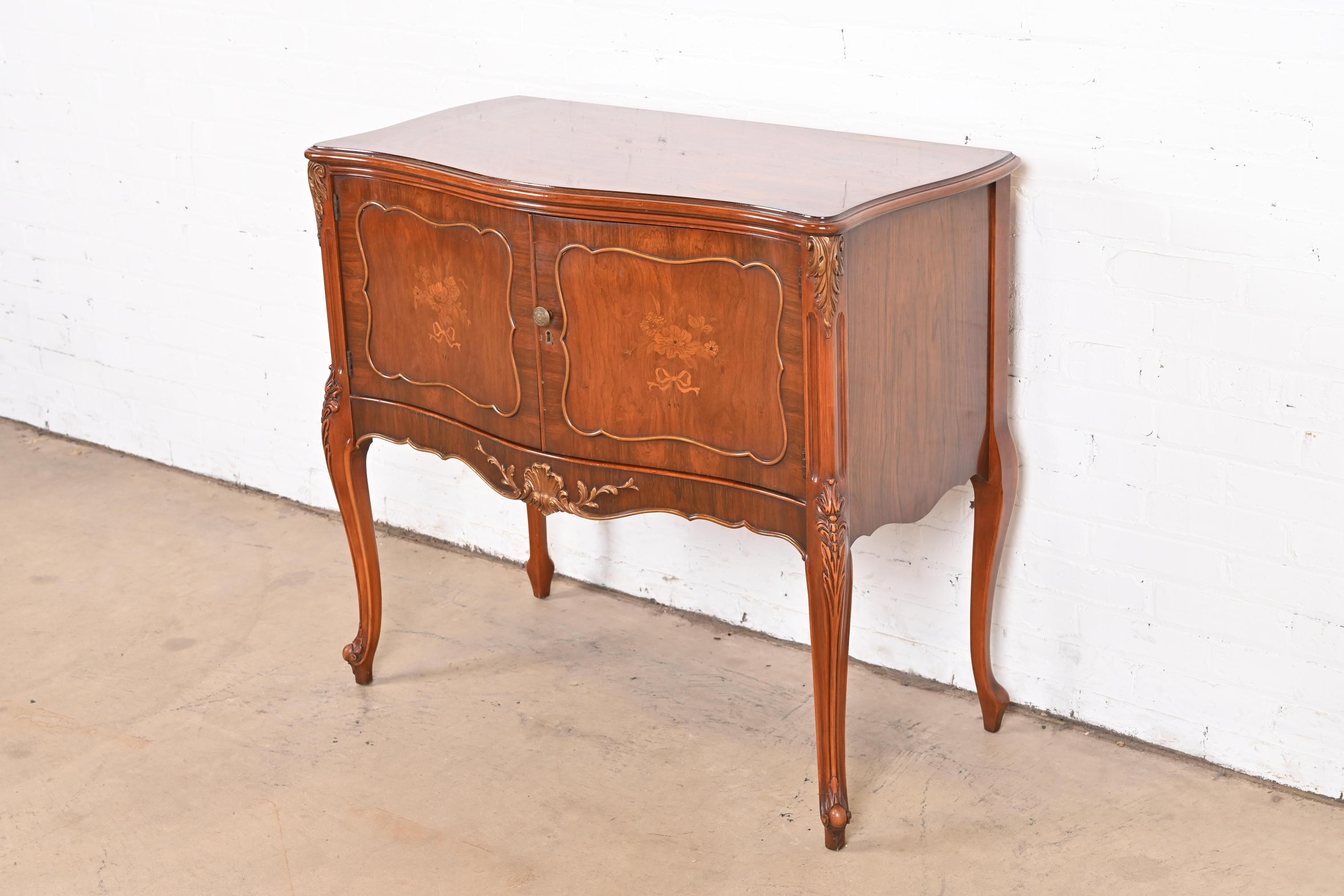 American Romweber French Provincial Louis XV Carved Rosewood Server or Bar Cabinet, 1920s