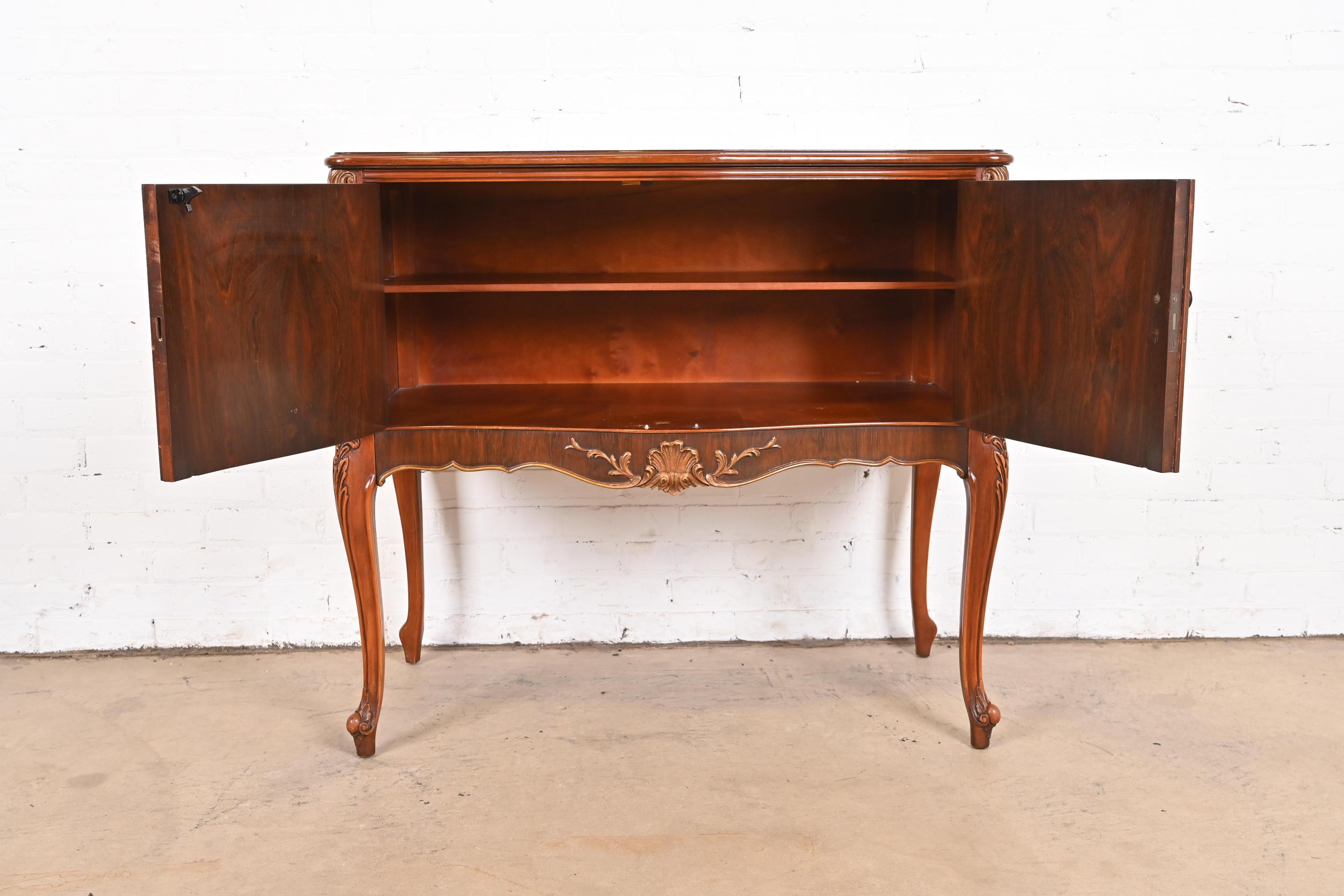 Romweber French Provincial Louis XV Carved Rosewood Server or Bar Cabinet, 1920s 1