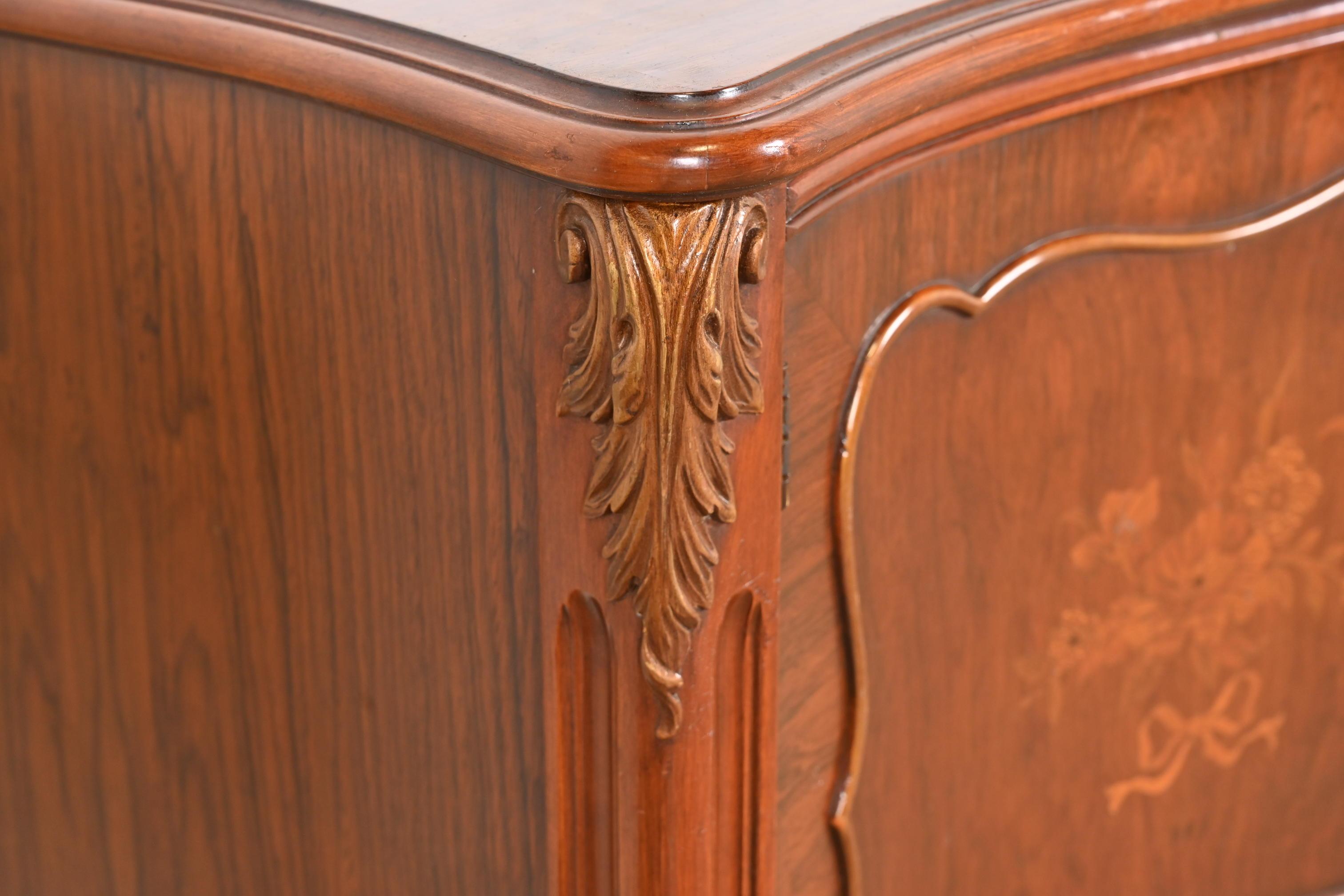 Romweber French Provincial Louis XV Carved Rosewood Server or Bar Cabinet, 1920s 2