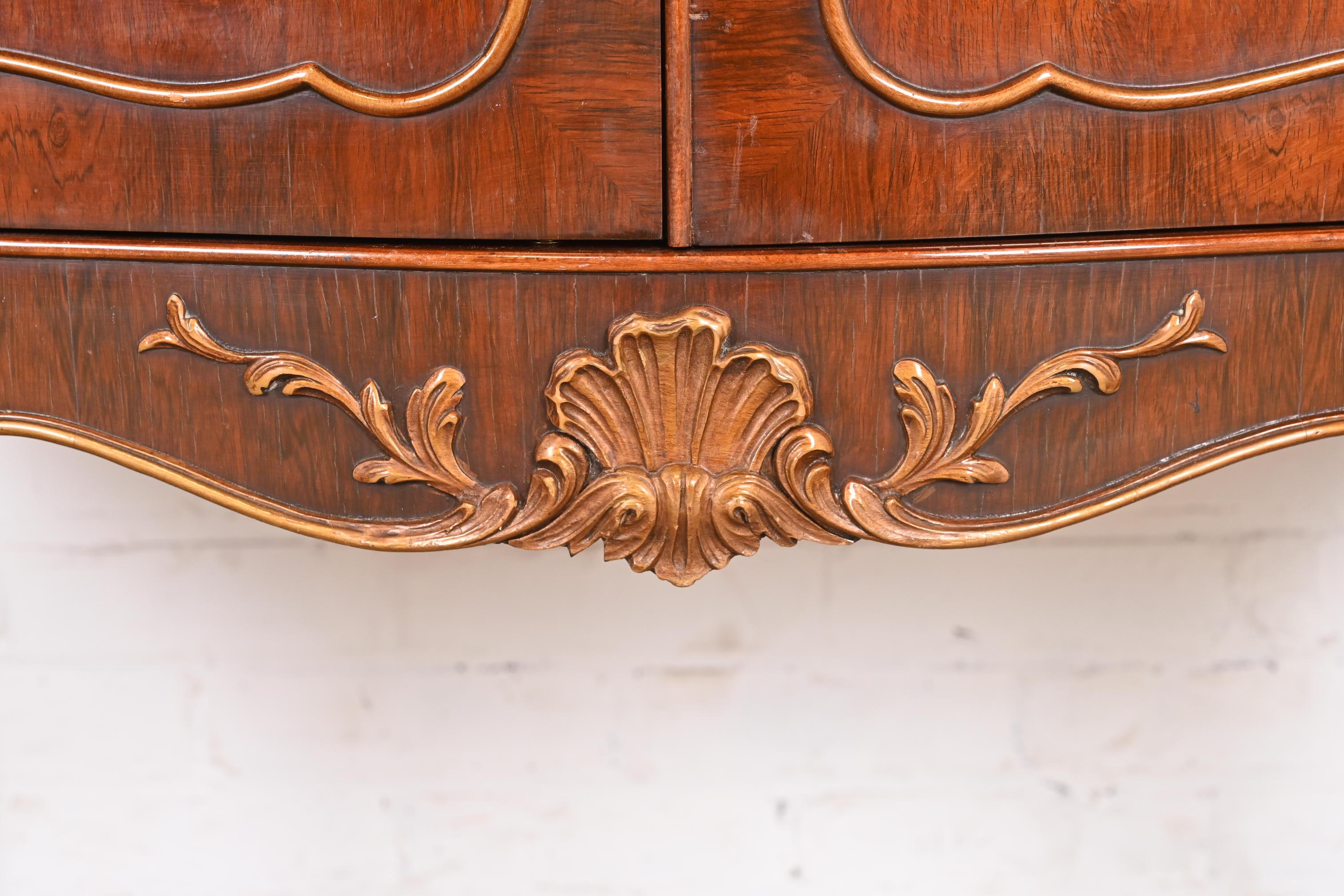 Romweber French Provincial Louis XV Carved Rosewood Server or Bar Cabinet, 1920s 3