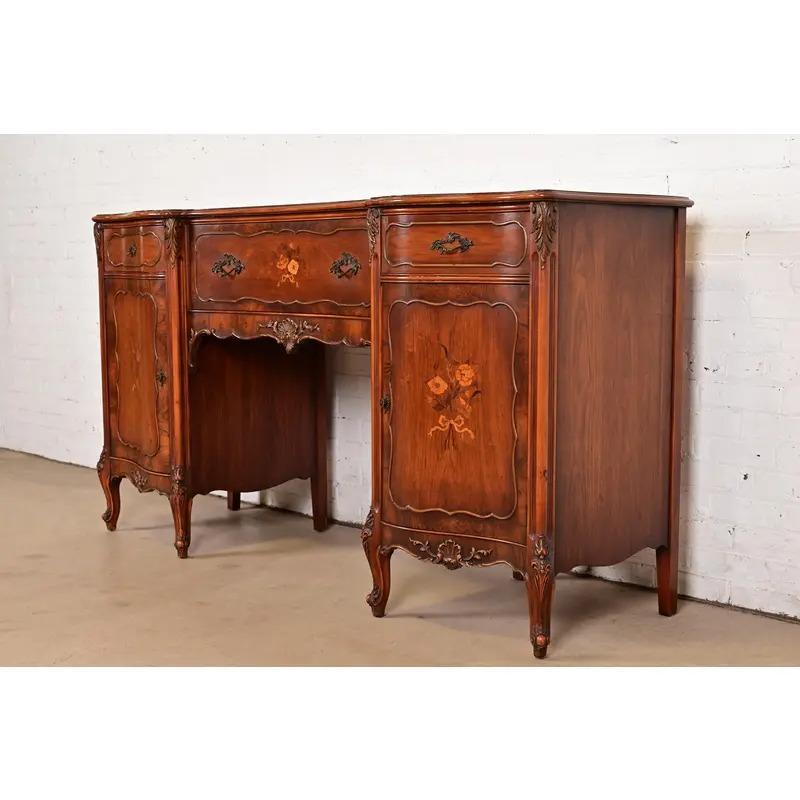 Romweber French Provincial Louis XV Carved Rosewood Sideboard, Circa 1920s In Good Condition For Sale In South Bend, IN