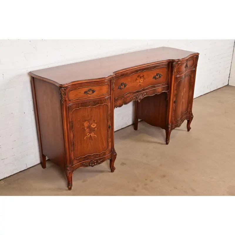 Early 20th Century Romweber French Provincial Louis XV Carved Rosewood Sideboard, Circa 1920s For Sale