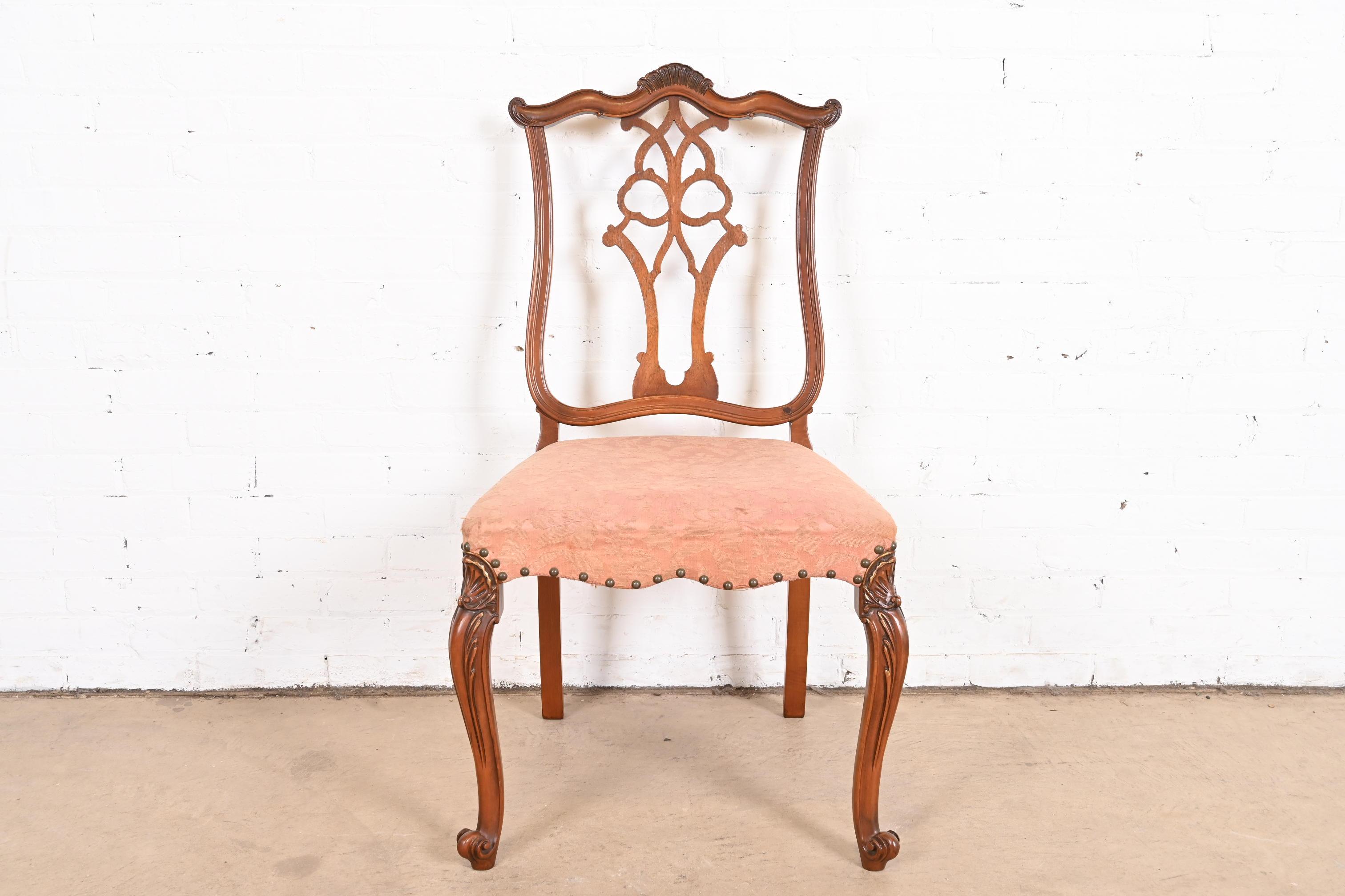 Romweber French Provincial Louis XV Carved Walnut Dining Chairs, Circa 1920s 4