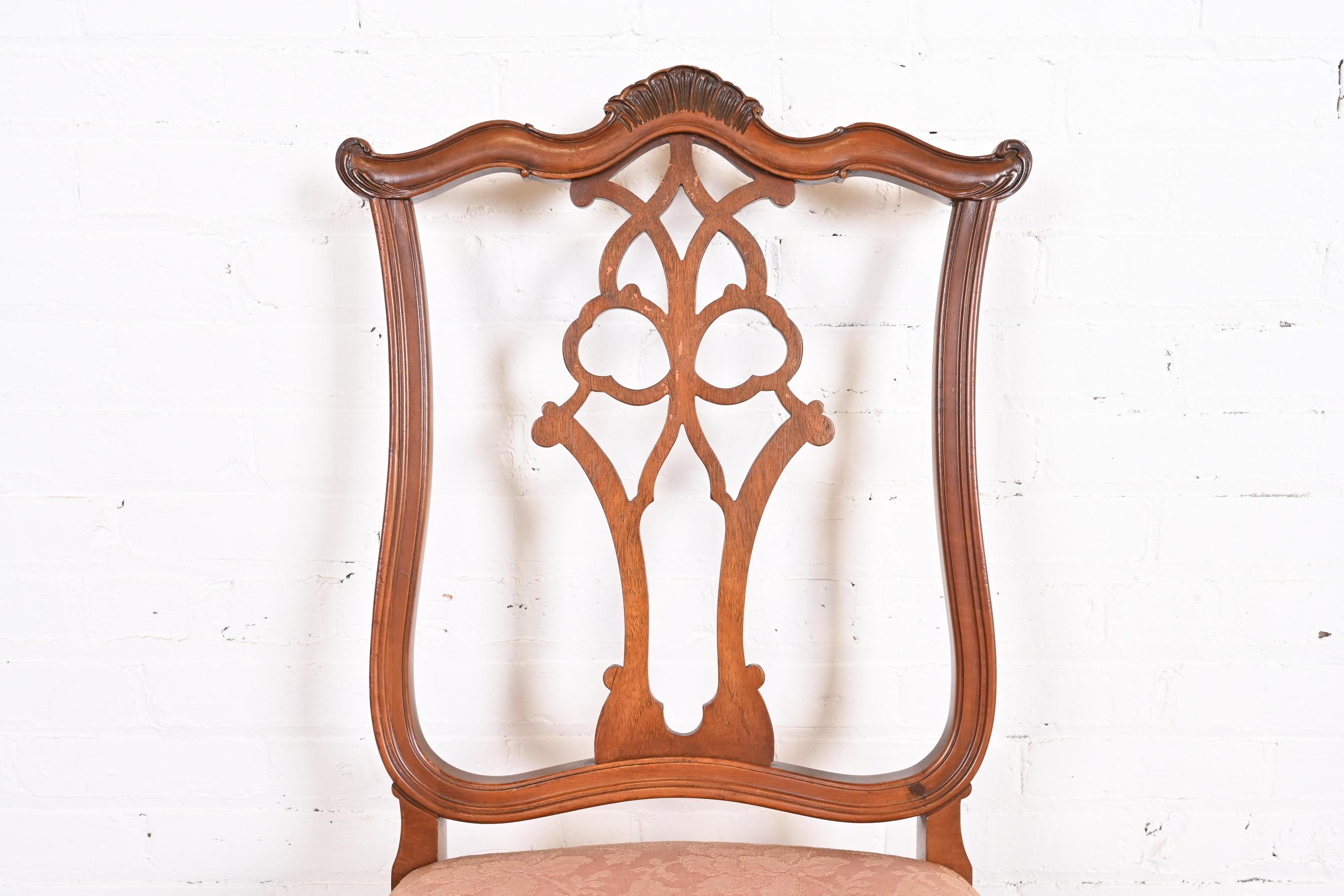 Romweber French Provincial Louis XV Carved Walnut Dining Chairs, Circa 1920s 6