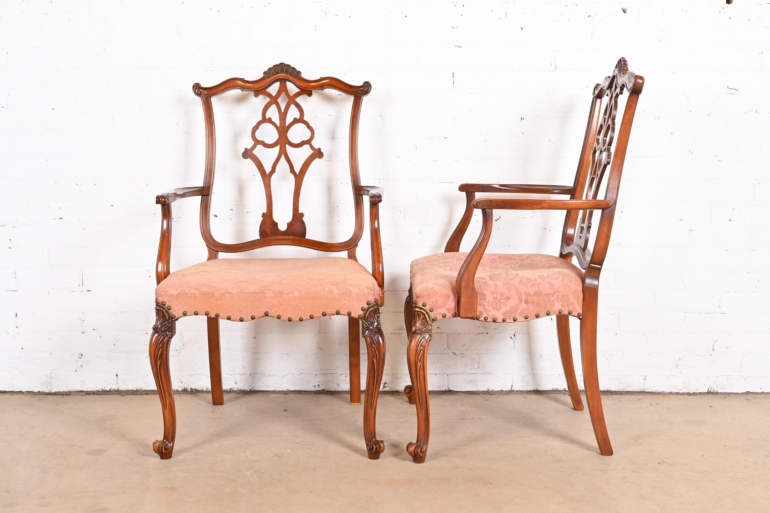 Romweber French Provincial Louis XV Carved Walnut Dining Chairs, Circa 1920s 12