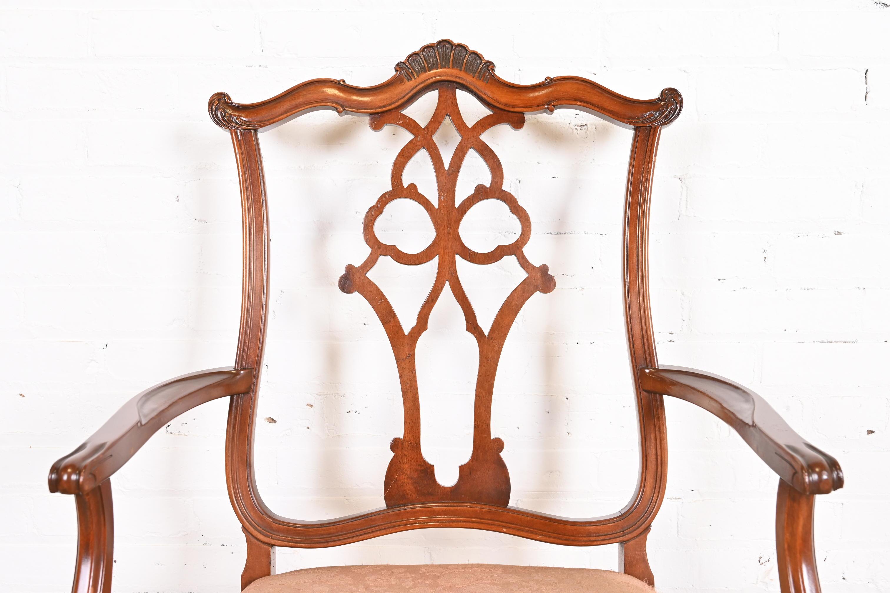 Romweber French Provincial Louis XV Carved Walnut Dining Chairs, Circa 1920s 13