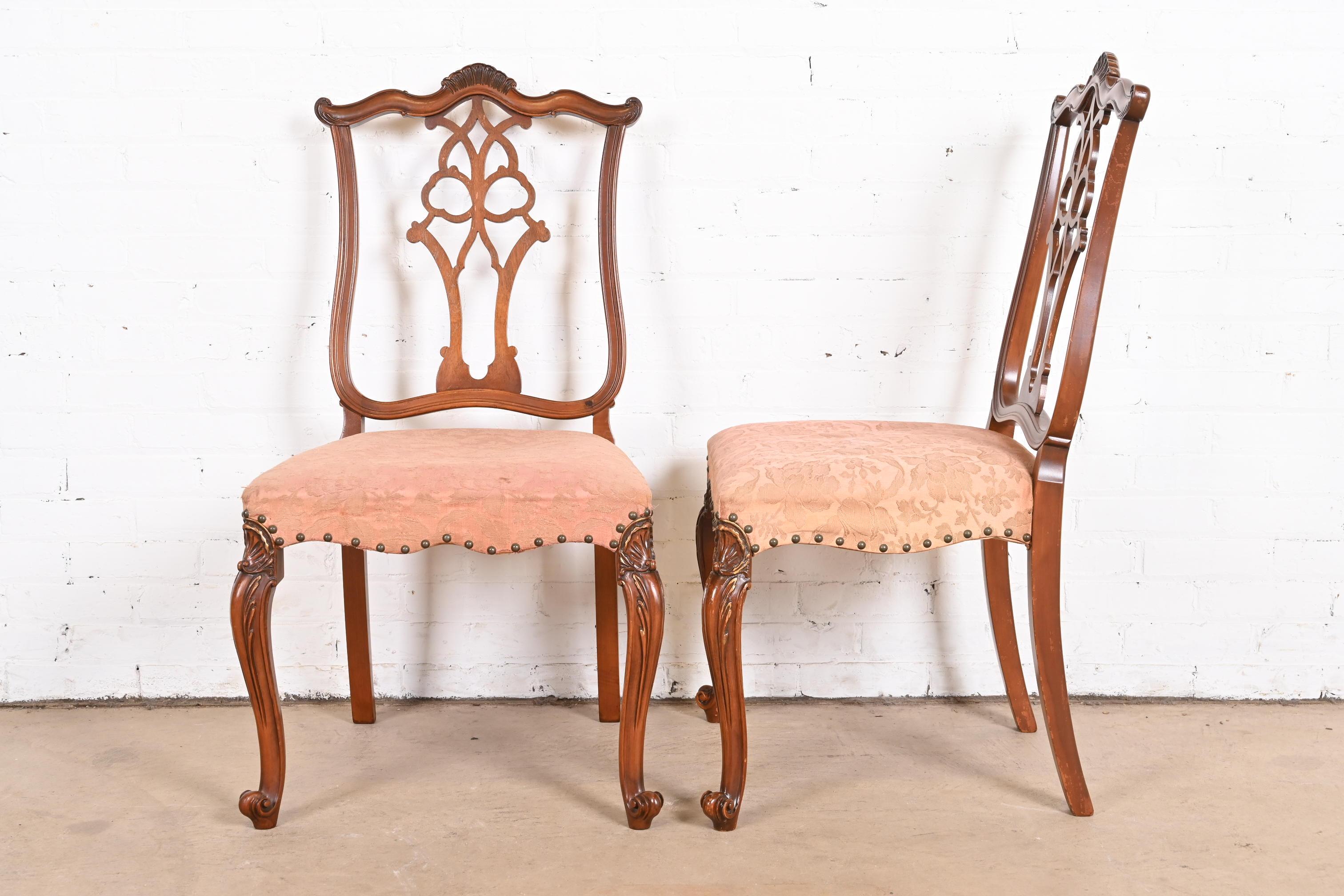 Romweber French Provincial Louis XV Carved Walnut Dining Chairs, Circa 1920s 3