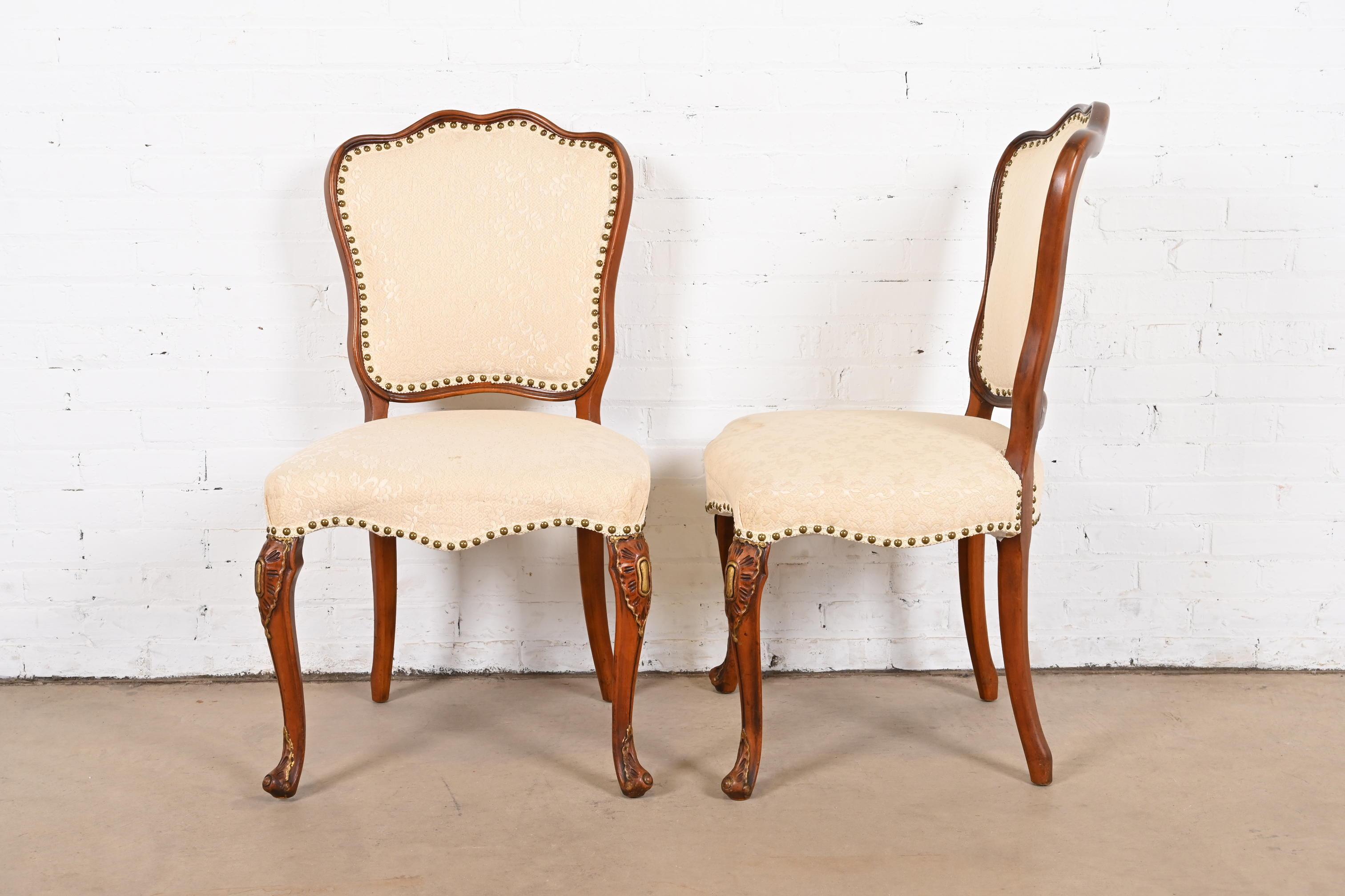 Romweber French Provincial Louis XV Carved Walnut Dining Chairs, Set of Four 2