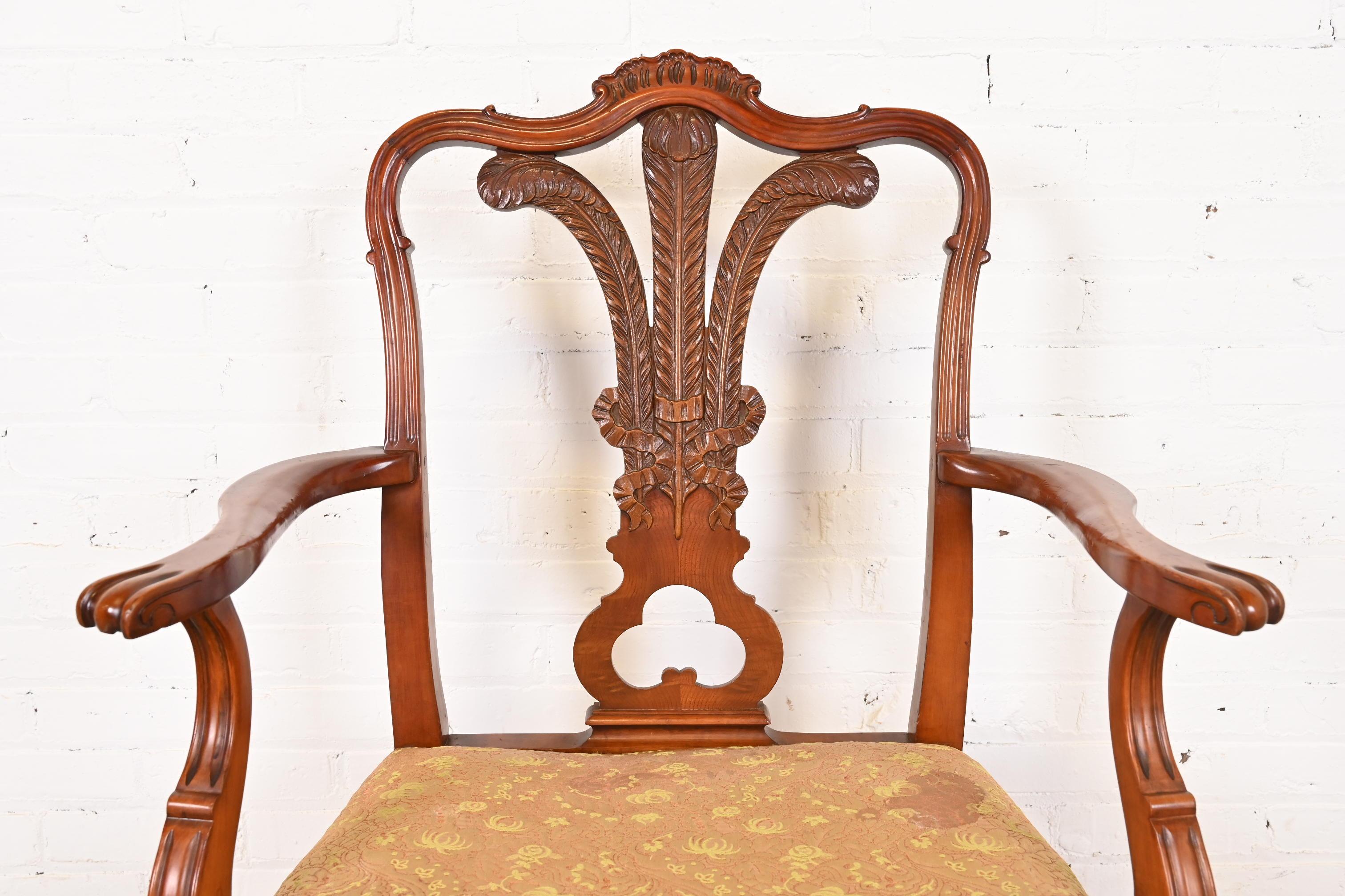 Romweber French Provincial Louis XV Carved Walnut Dining Chairs, Set of Six For Sale 9