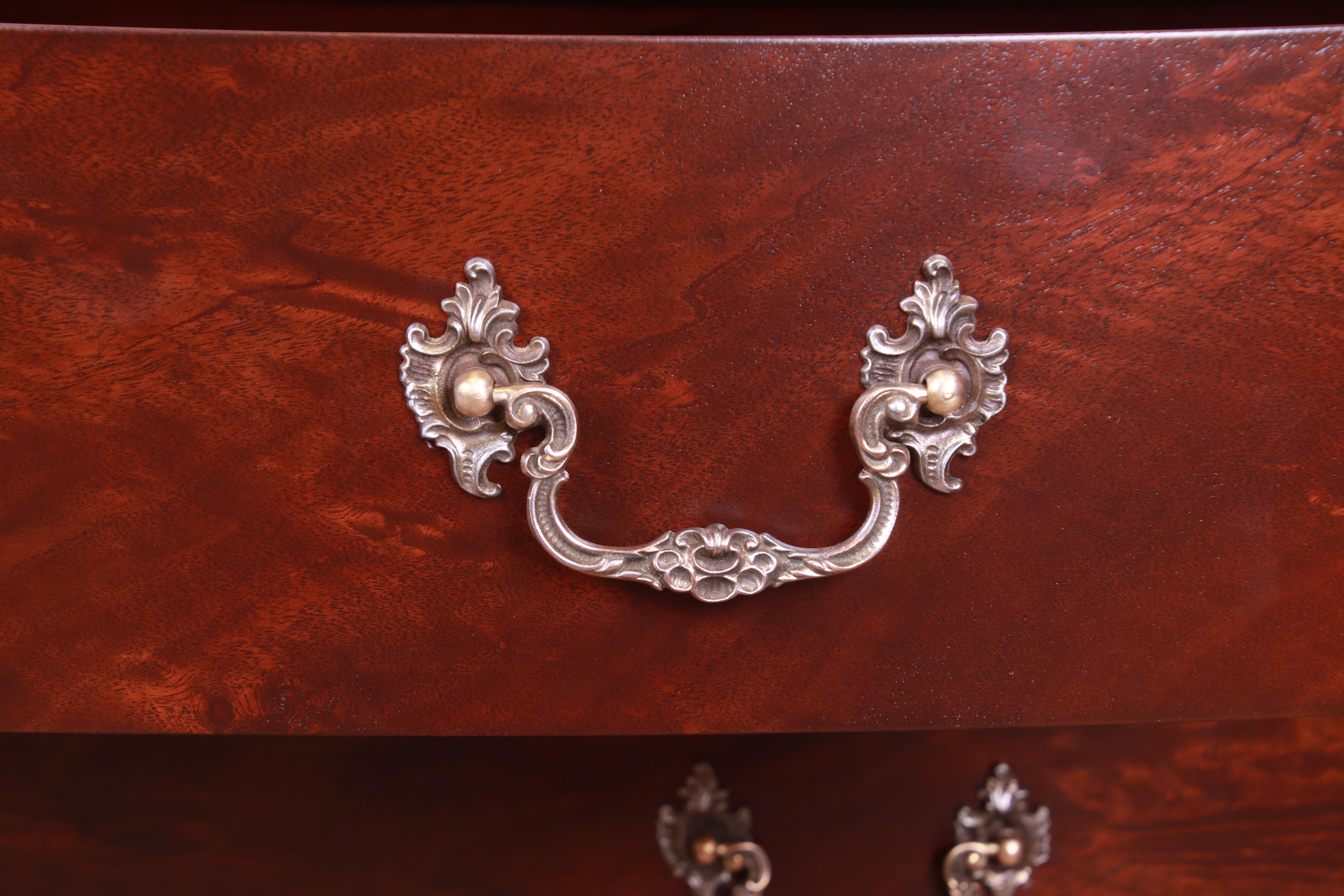 Romweber French Provincial Louis XV Flame Mahogany Demilune Dresser Chest, 1920s 6