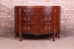 Romweber French Provincial Louis XV Flame Mahogany Demilune Dresser Chest, 1920s