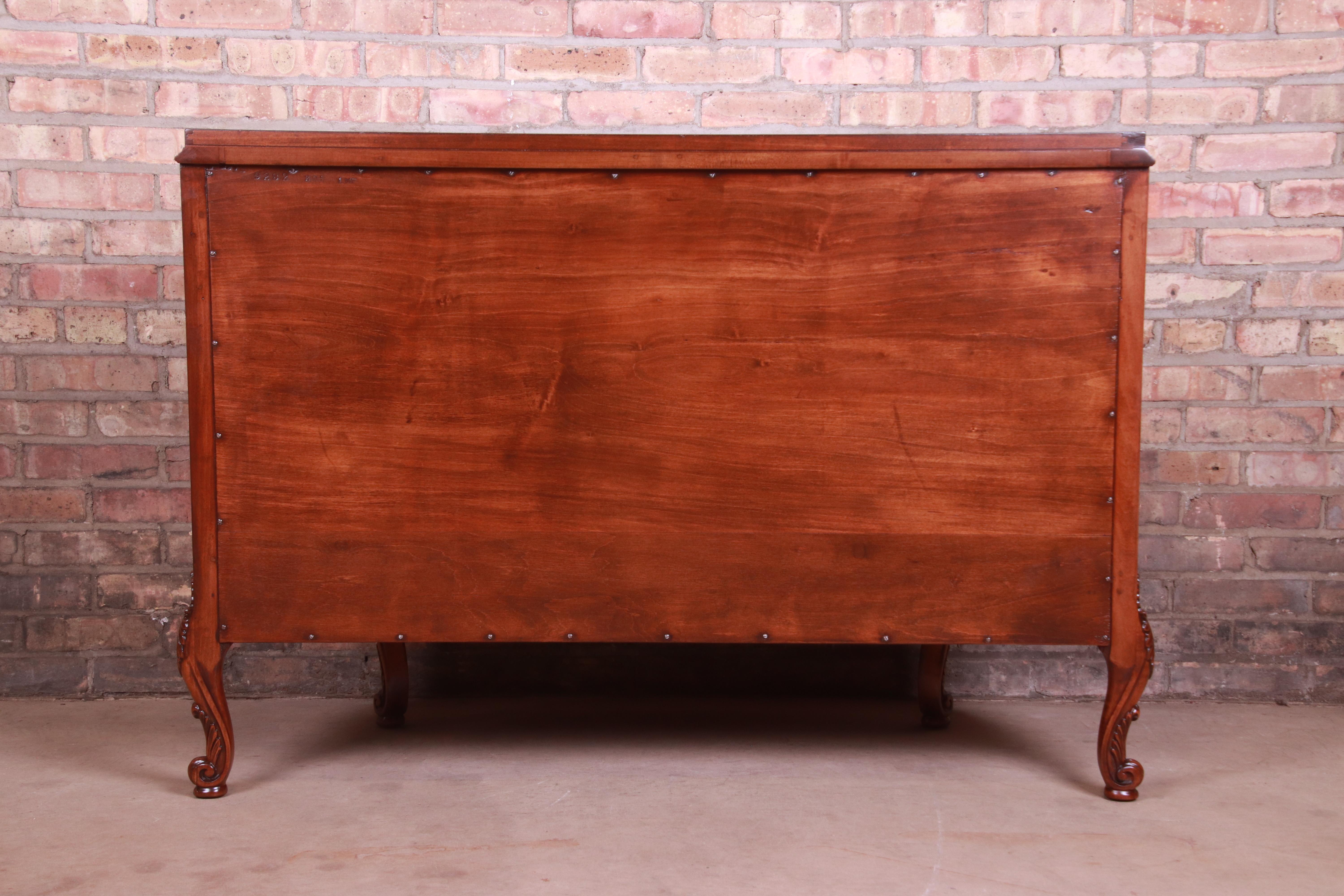 Romweber French Provincial Louis XV Flame Mahogany Demilune Dresser Chest, 1920s 14