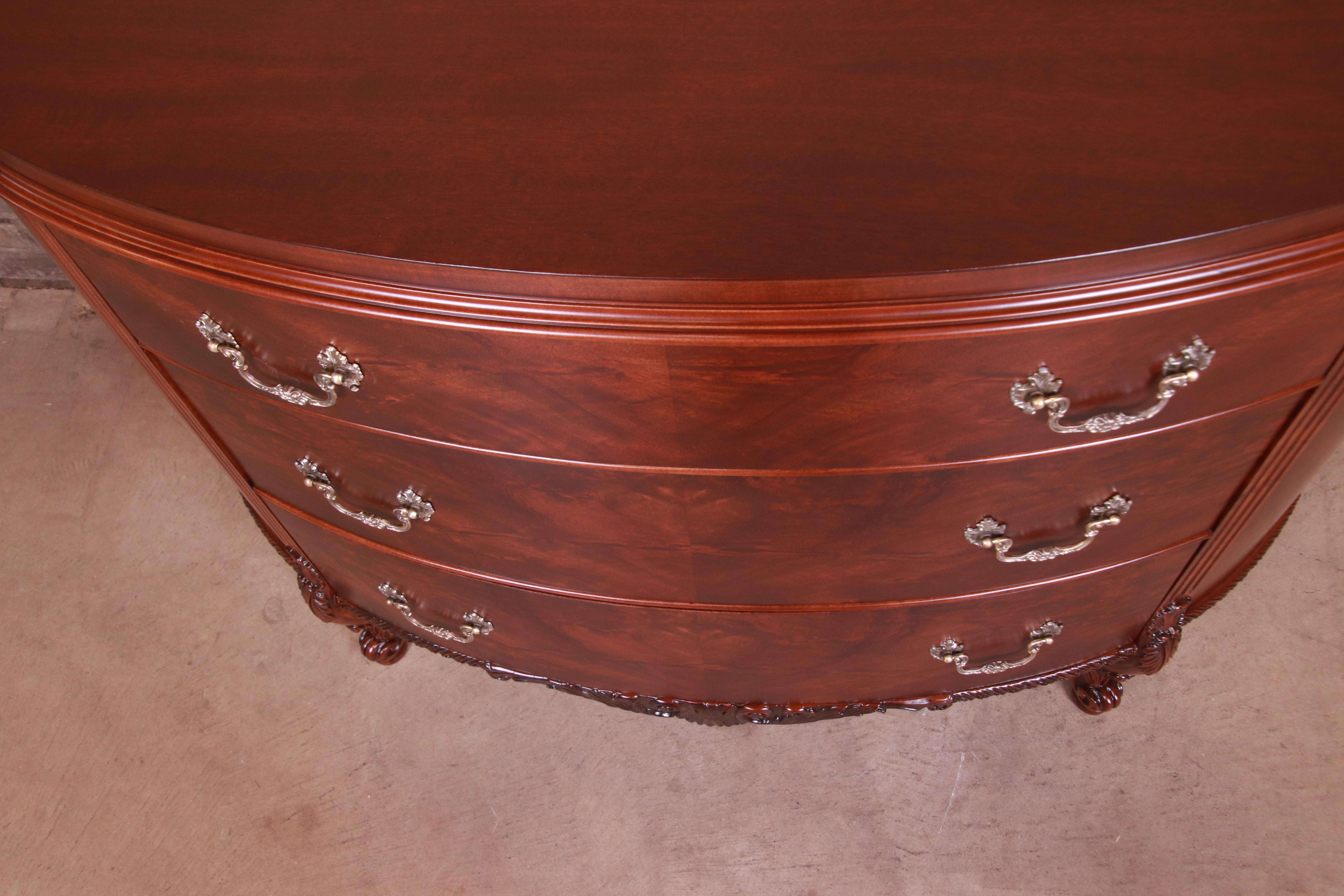 Romweber French Provincial Louis XV Flame Mahogany Demilune Dresser Chest, 1920s 1