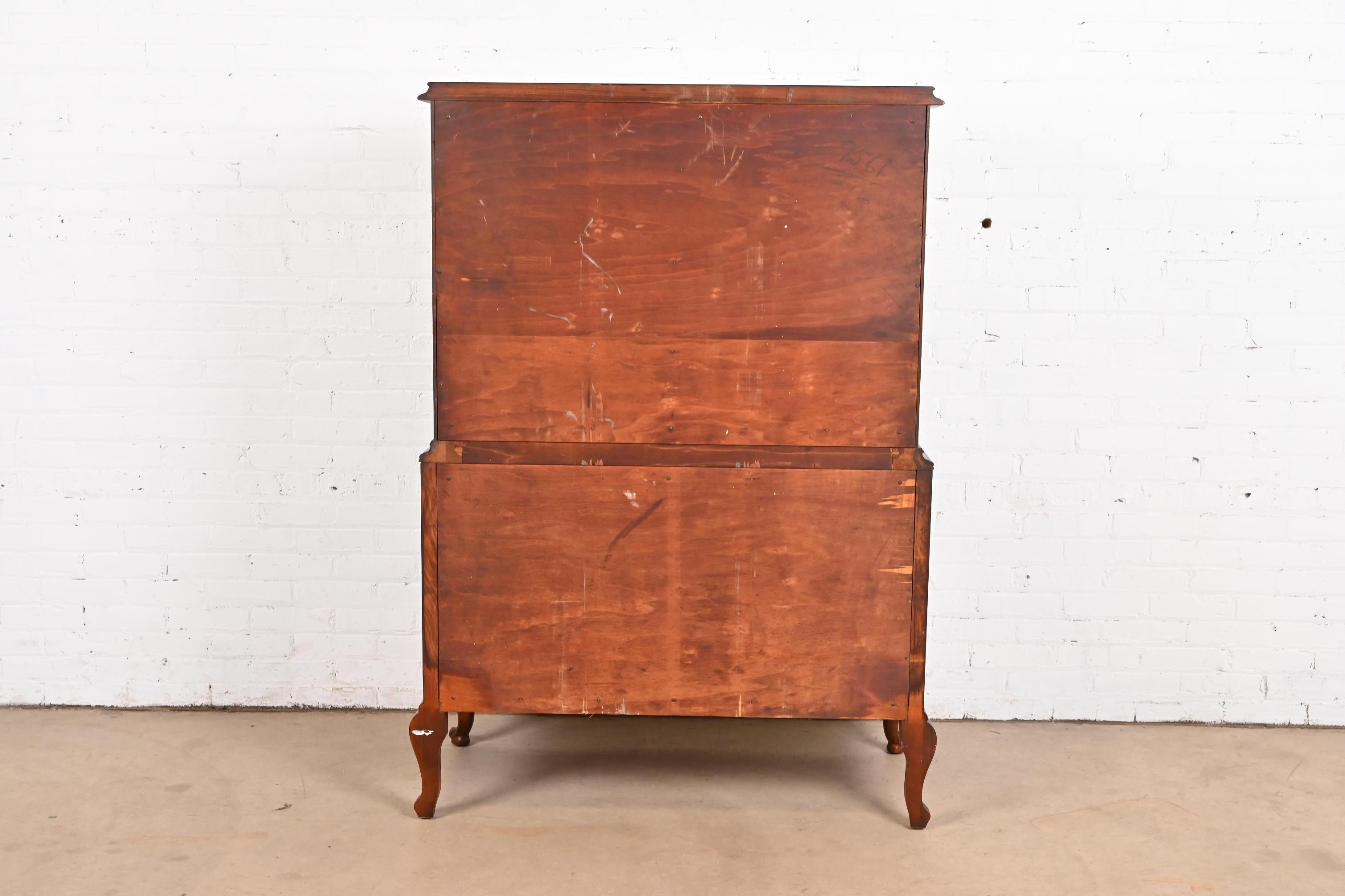 Romweber French Provincial Louis XV Flame Mahogany Highboy Dresser, Circa 1920s 5
